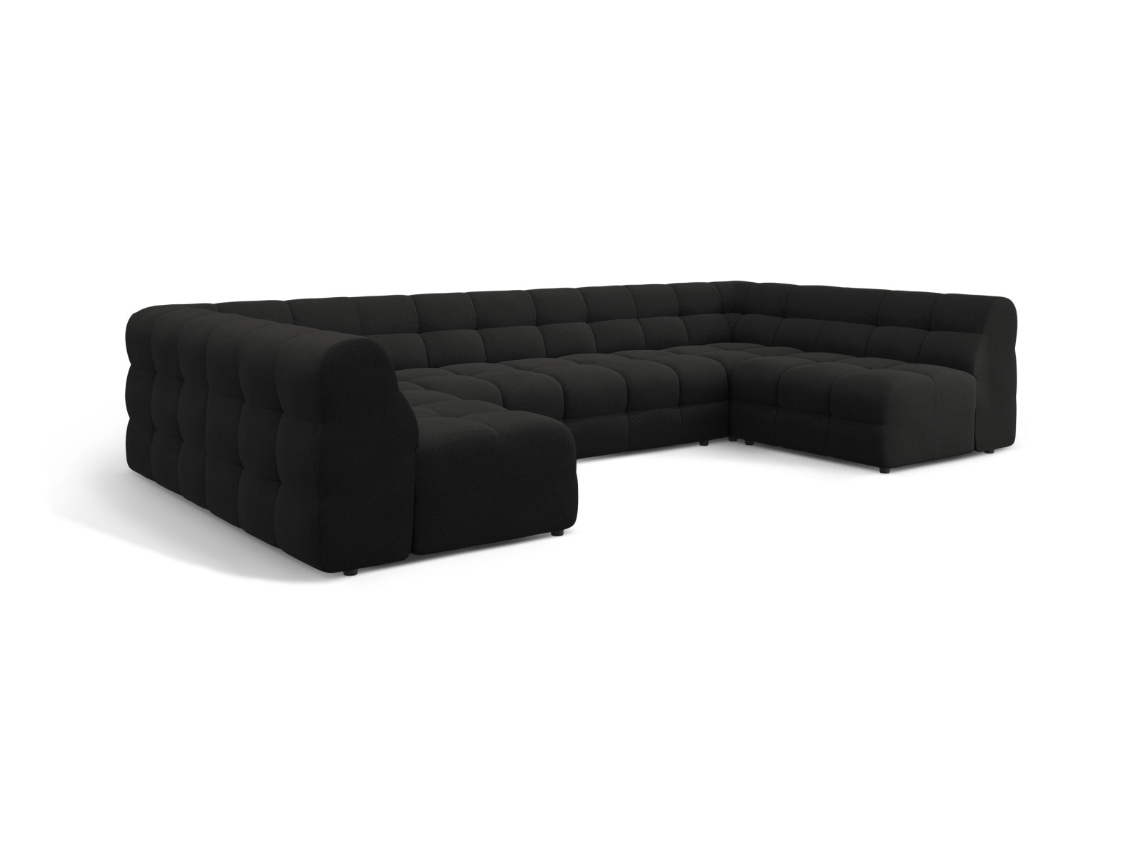 Geräumiges Kendal Panoramic Sofa für 7 Personen in edlem Schwarz, perfekt für entspannte Abende und stilvolle Einrichtung.