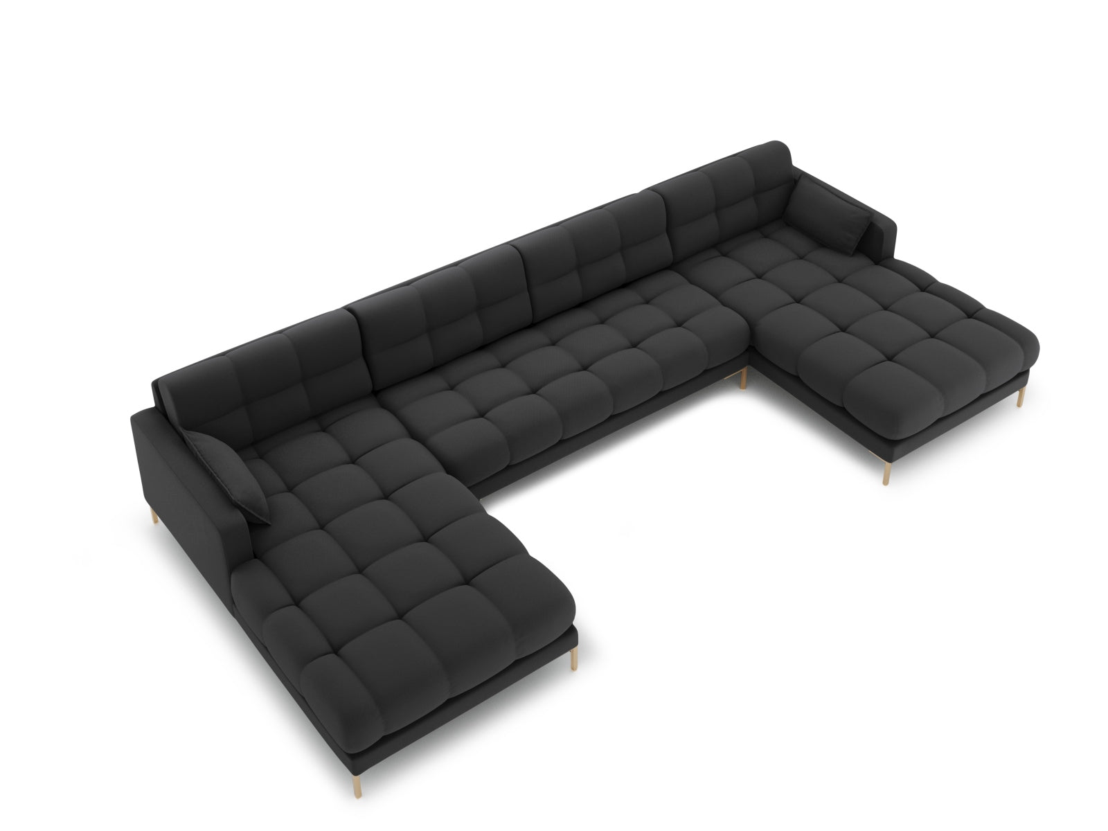 Mamaia Panoramic Sofa 6 Sitzer in Dark Grey/Gold präsentiert im Onlineshop von KAQTU Design AG. 5er Sofa ist von Micadoni