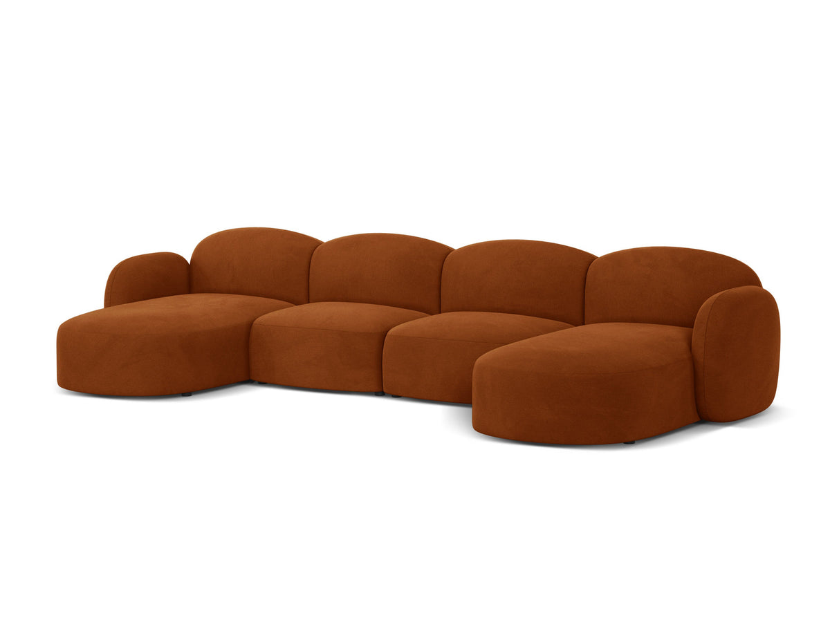 Blair Velour Panoramic Sofa 6 Sitzer in Terracotta-Casino präsentiert im Onlineshop von KAQTU Design AG. 5er Sofa ist von Micadoni