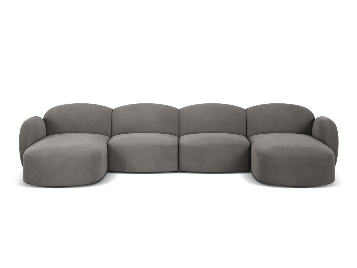 Blair Velour Panoramic Sofa 6 Sitzer in Light Grey-Casino präsentiert im Onlineshop von KAQTU Design AG. 5er Sofa ist von Micadoni