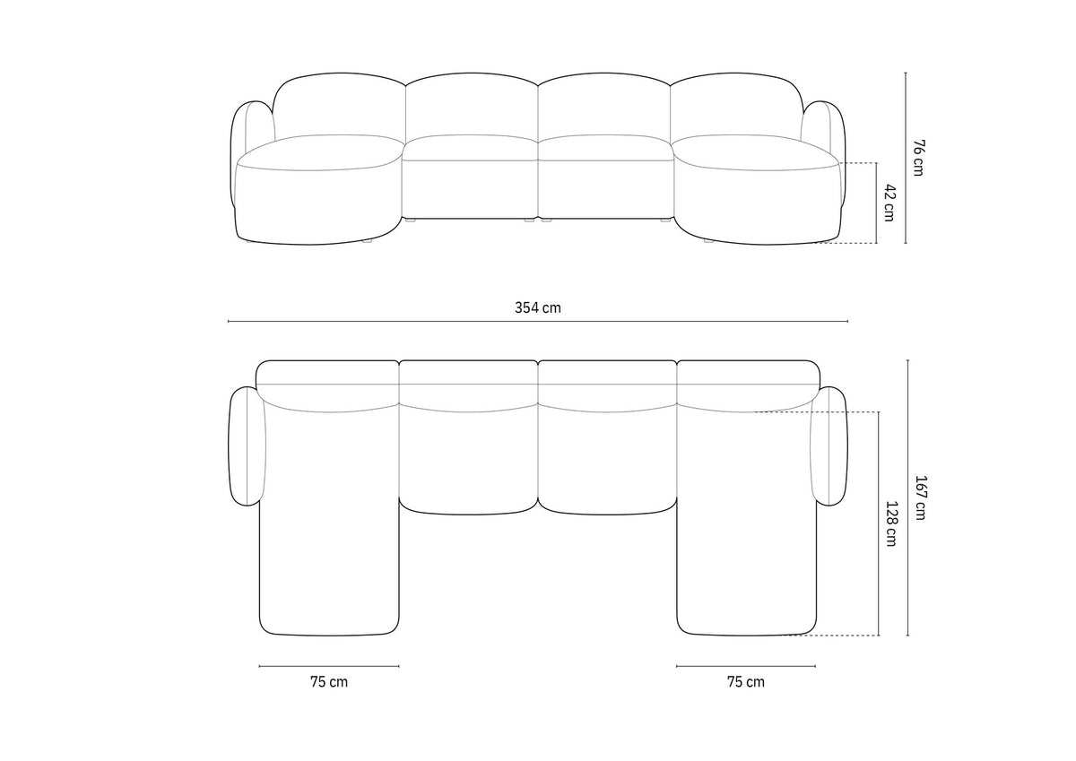 Blair Velour Panoramic Sofa 6 Sitzer in Flamingo-Casino präsentiert im Onlineshop von KAQTU Design AG. 5er Sofa ist von Micadoni