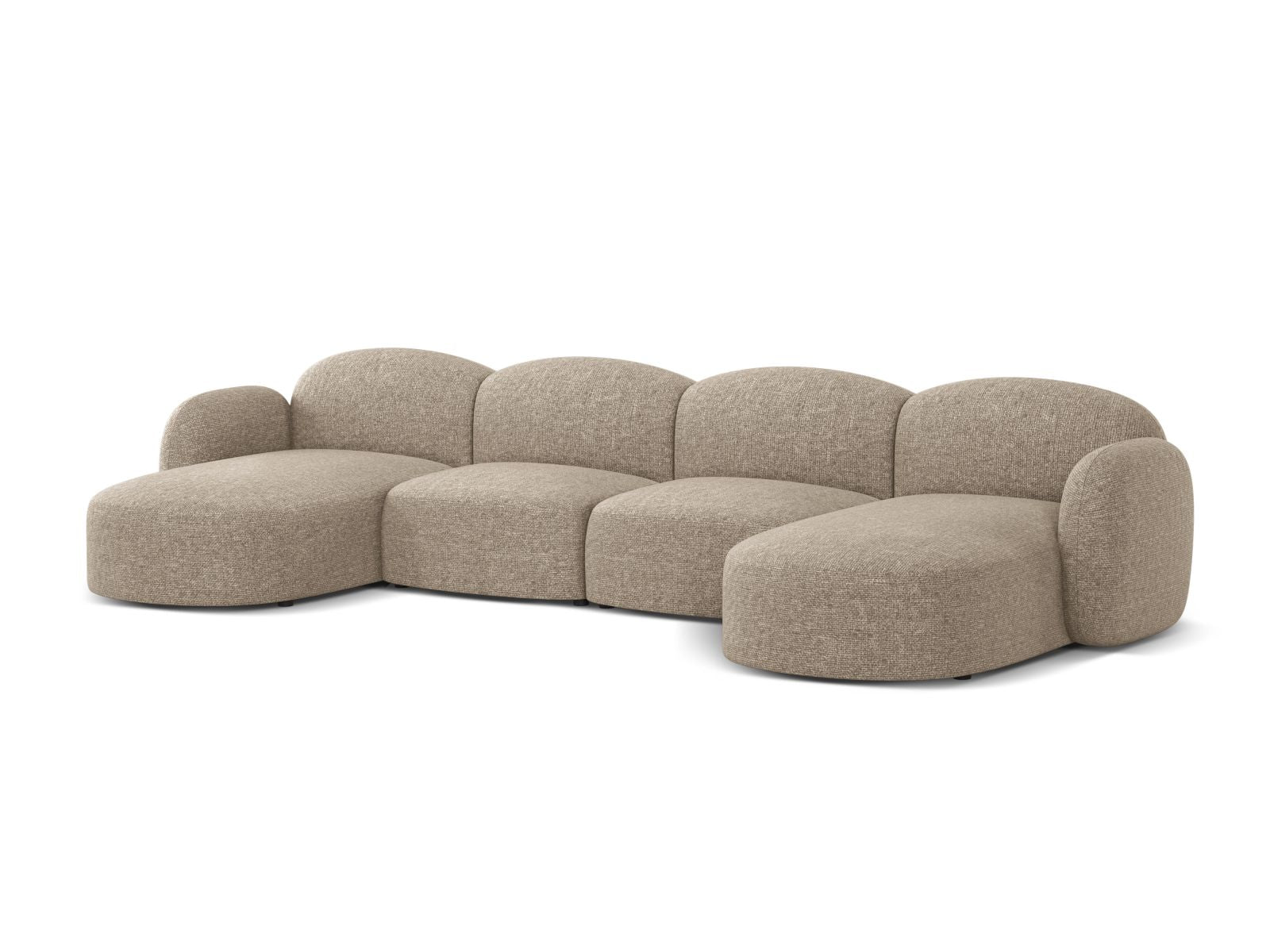 Elegantes 6-Sitzer Ecksofa Blair in Dunkelbeige, ideal für moderne Wohnräume, bietet Komfort und Stil für die ganze Familie.