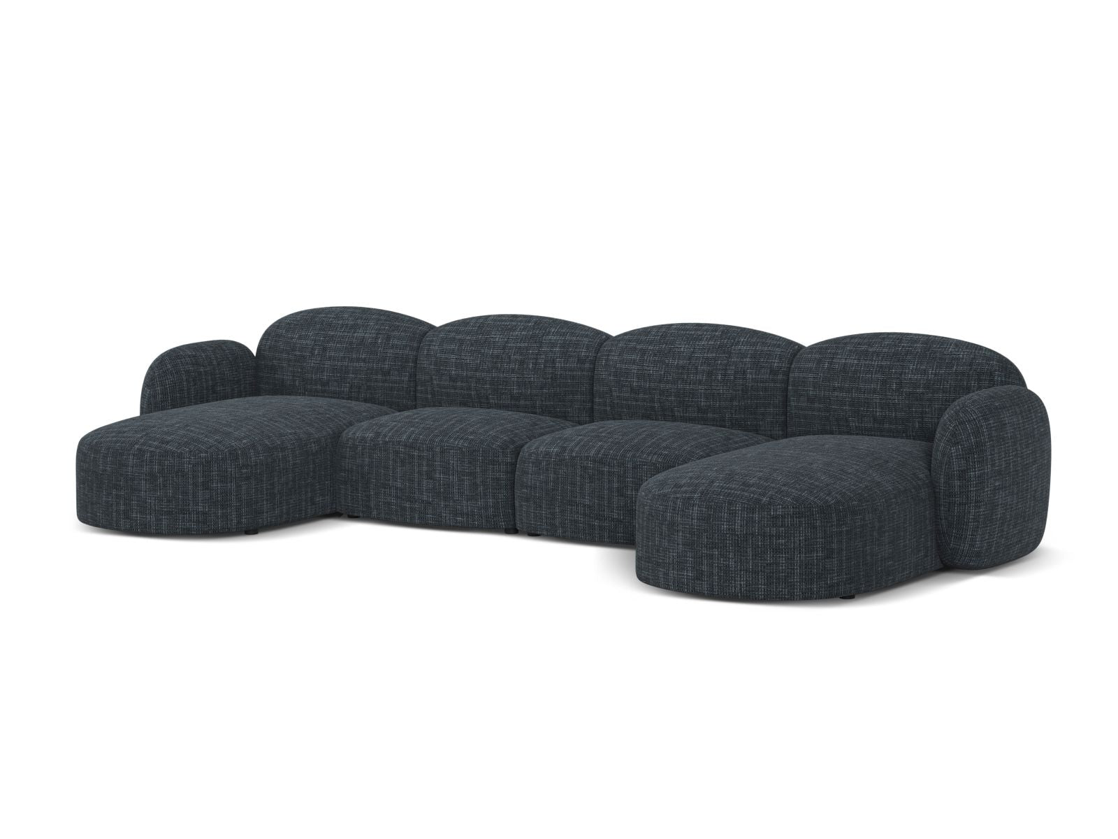 Elegantes 6-Sitzer Ecksofa Blair in tiefem Navy Blue, ideal für stilvolle Wohnräume. Komfort und modernes Design vereint.