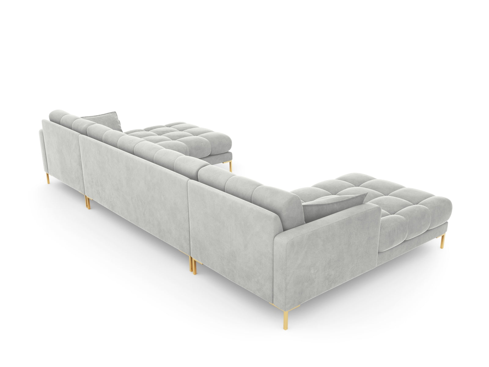 Mamaia Velour Panoramic Sofa 6 Sitzer in Silver/Gold präsentiert im Onlineshop von KAQTU Design AG. 3er Sofa ist von Micadoni