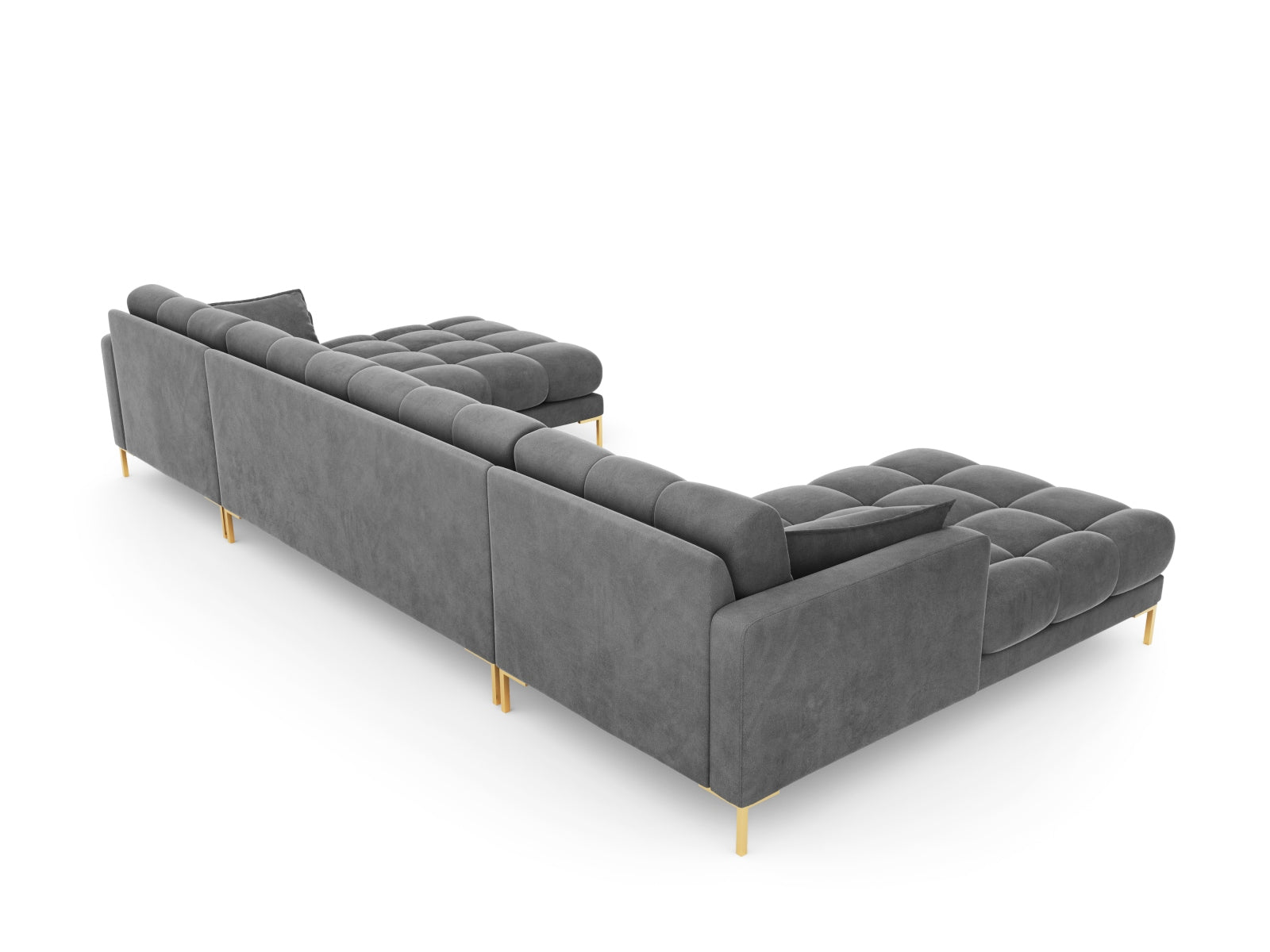 Mamaia Velour Panoramic Sofa 6 Sitzer in Light Grey/Gold präsentiert im Onlineshop von KAQTU Design AG. 3er Sofa ist von Micadoni