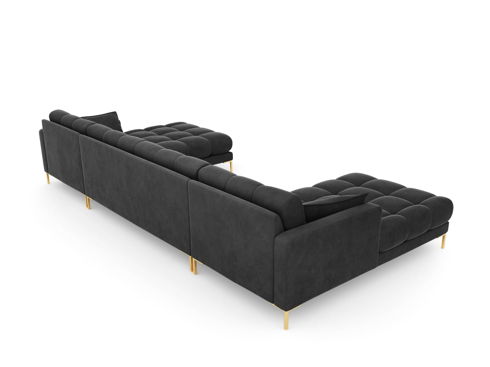 Mamaia Velour Panoramic Sofa 6 Sitzer in Dark Grey/Gold präsentiert im Onlineshop von KAQTU Design AG. 3er Sofa ist von Micadoni