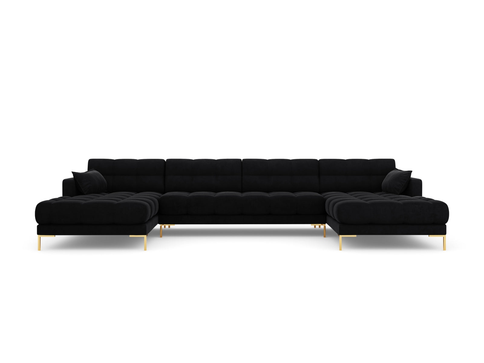 Mamaia Velour Panoramic Sofa 6 Sitzer in Black/Gold präsentiert im Onlineshop von KAQTU Design AG. 3er Sofa ist von Micadoni