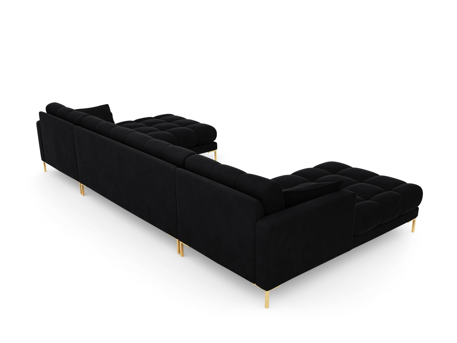 Mamaia Velour Panoramic Sofa 6 Sitzer in Black/Gold präsentiert im Onlineshop von KAQTU Design AG. 3er Sofa ist von Micadoni