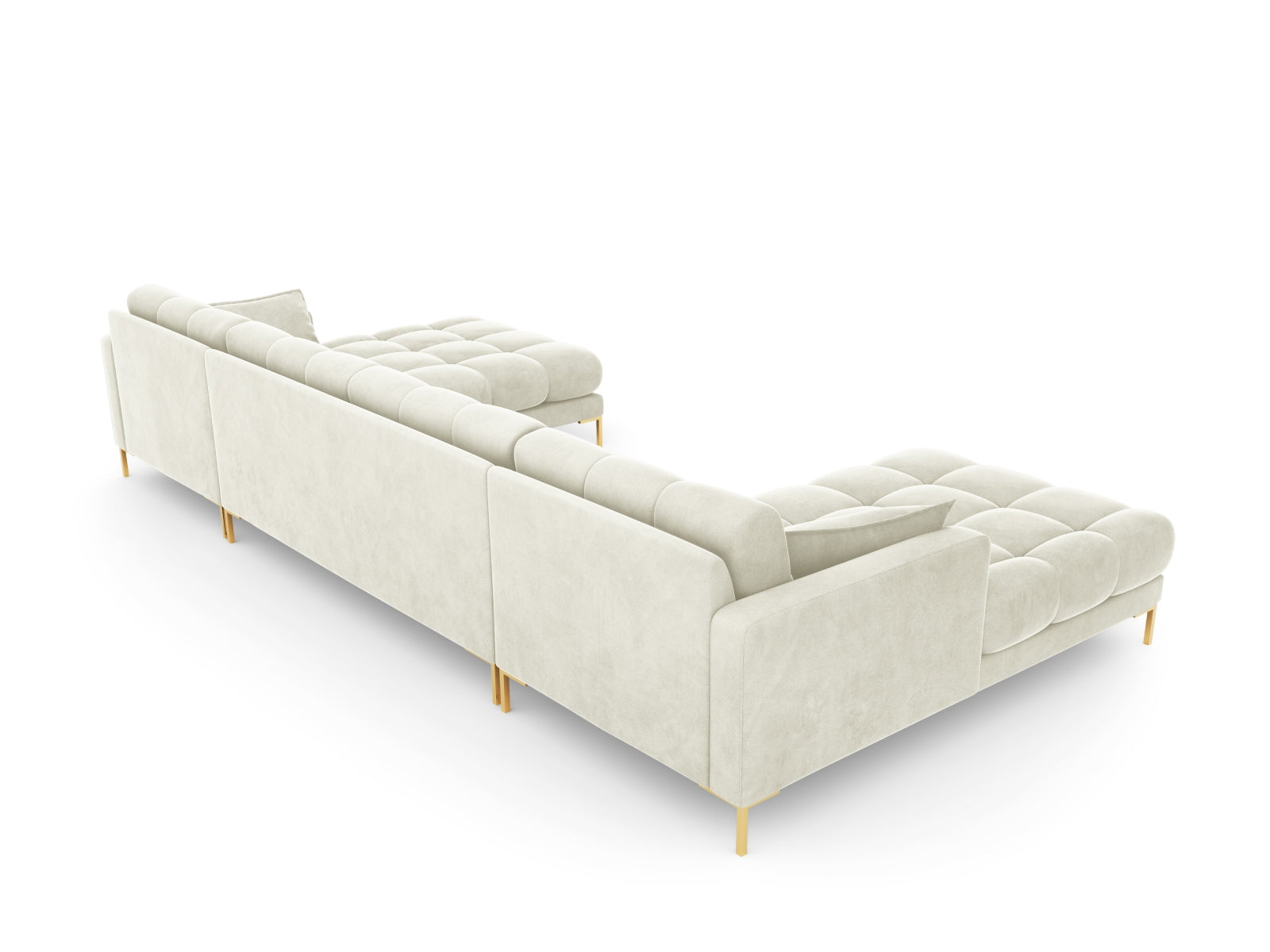 Mamaia Velour Panoramic Sofa 6 Sitzer in Light Beige/Gold präsentiert im Onlineshop von KAQTU Design AG. 3er Sofa ist von Micadoni