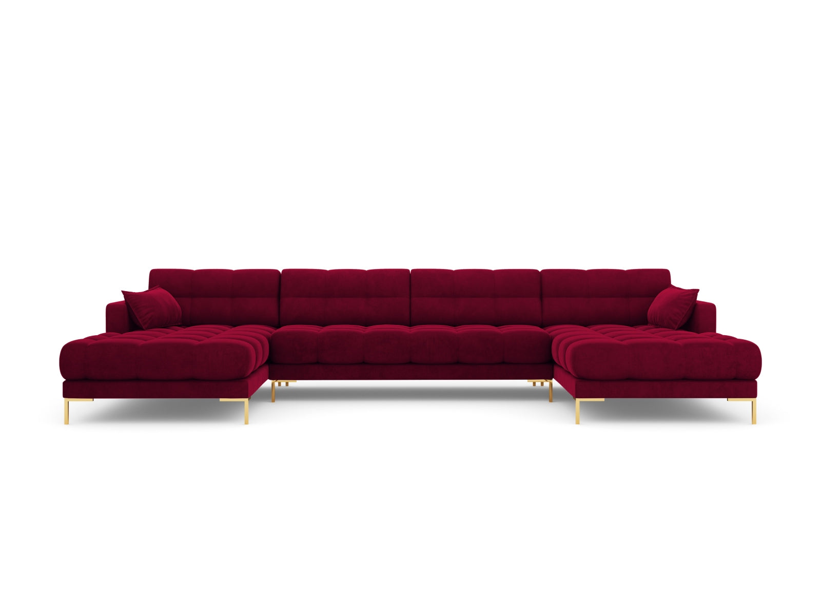 Mamaia Velour Panoramic Sofa 6 Sitzer in Red/Gold präsentiert im Onlineshop von KAQTU Design AG. 3er Sofa ist von Micadoni