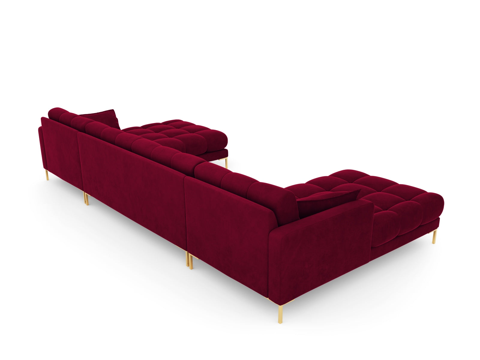 Mamaia Velour Panoramic Sofa 6 Sitzer in Red/Gold präsentiert im Onlineshop von KAQTU Design AG. 3er Sofa ist von Micadoni