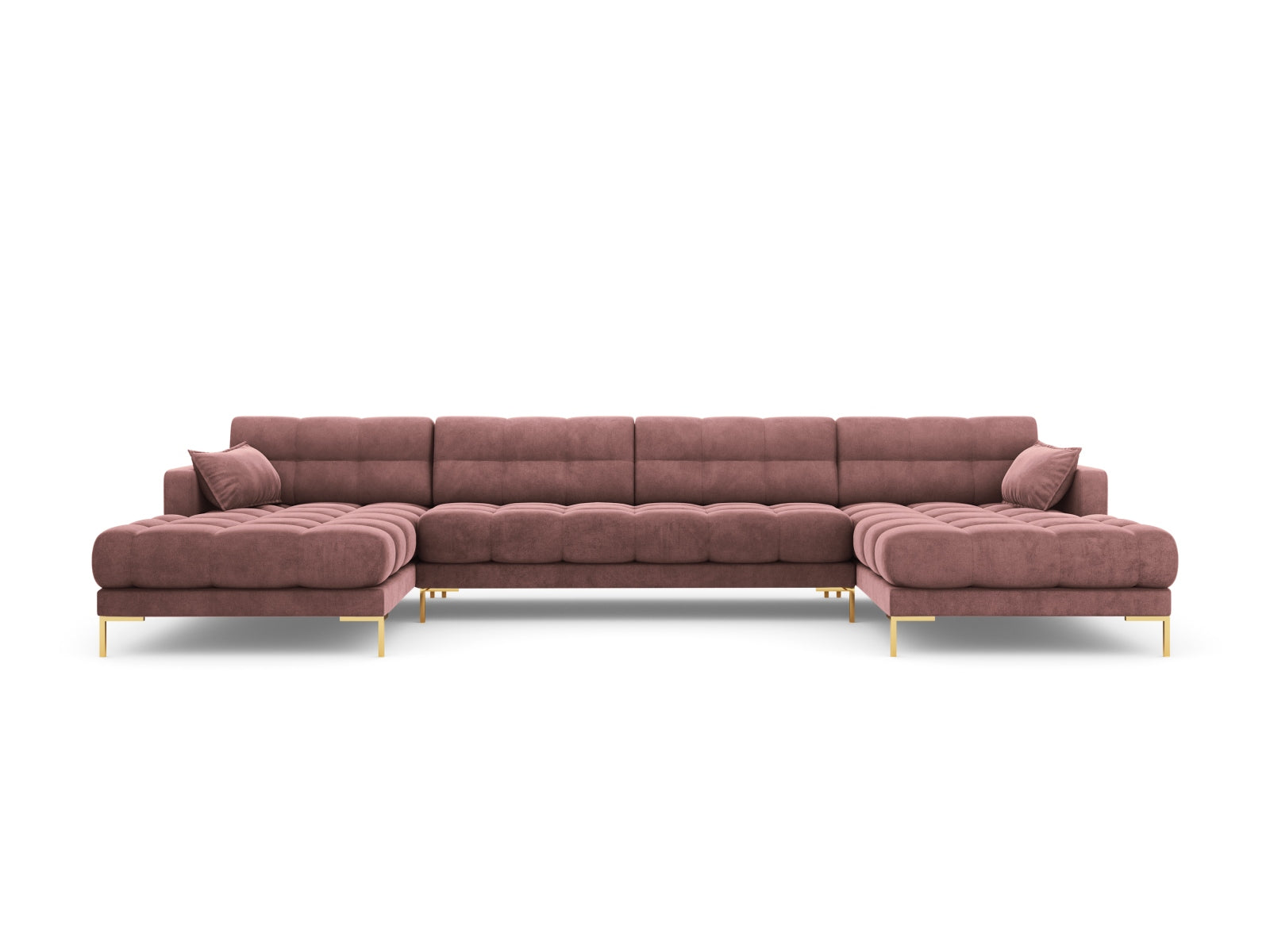 Mamaia Velour Panoramic Sofa 6 Sitzer in Pink/Gold präsentiert im Onlineshop von KAQTU Design AG. 3er Sofa ist von Micadoni