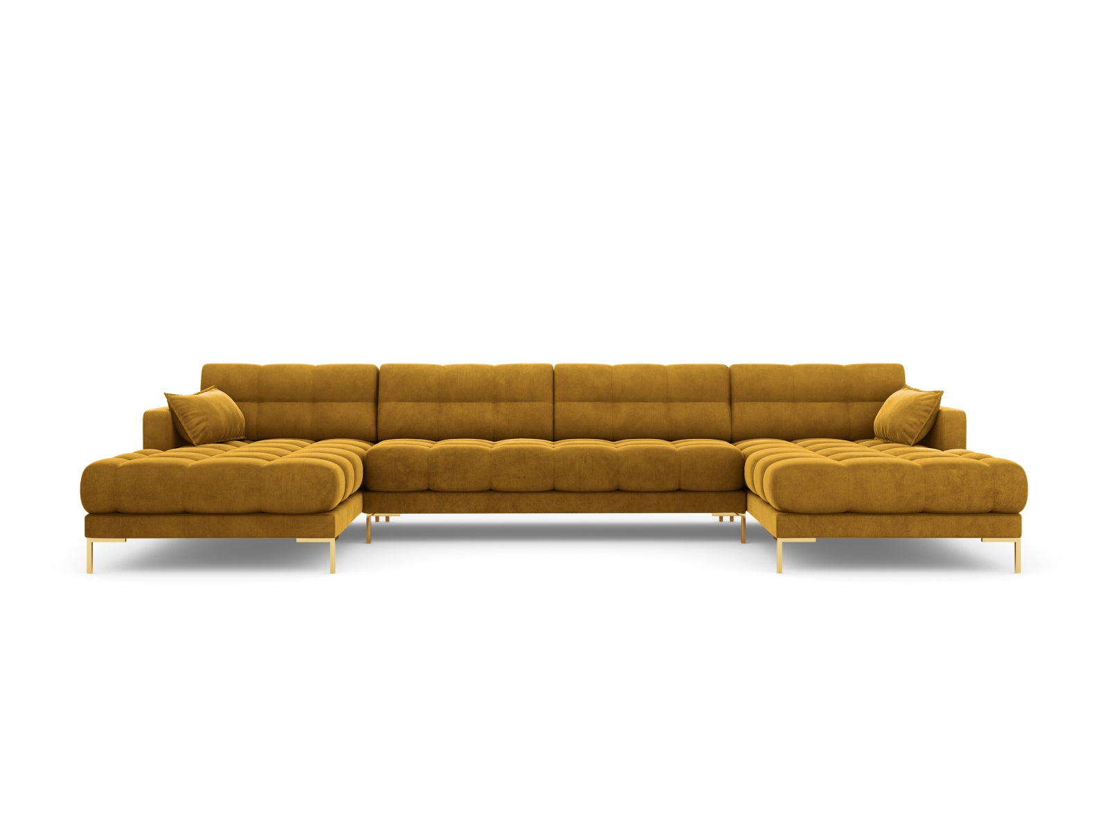 Mamaia Velour Panoramic Sofa 6 Sitzer in Yellow/Gold präsentiert im Onlineshop von KAQTU Design AG. 3er Sofa ist von Micadoni