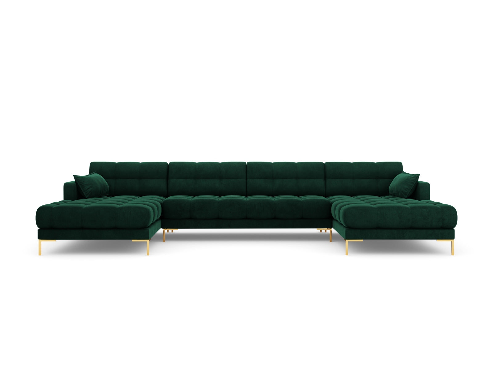 Mamaia Velour Panoramic Sofa 6 Sitzer in Bottle Green/Gold präsentiert im Onlineshop von KAQTU Design AG. 3er Sofa ist von Micadoni