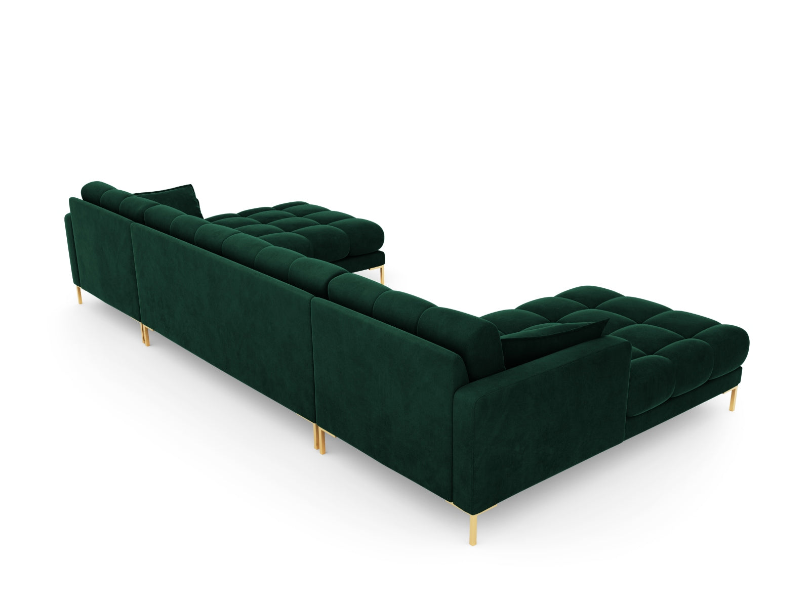Mamaia Velour Panoramic Sofa 6 Sitzer in Bottle Green/Gold präsentiert im Onlineshop von KAQTU Design AG. 3er Sofa ist von Micadoni