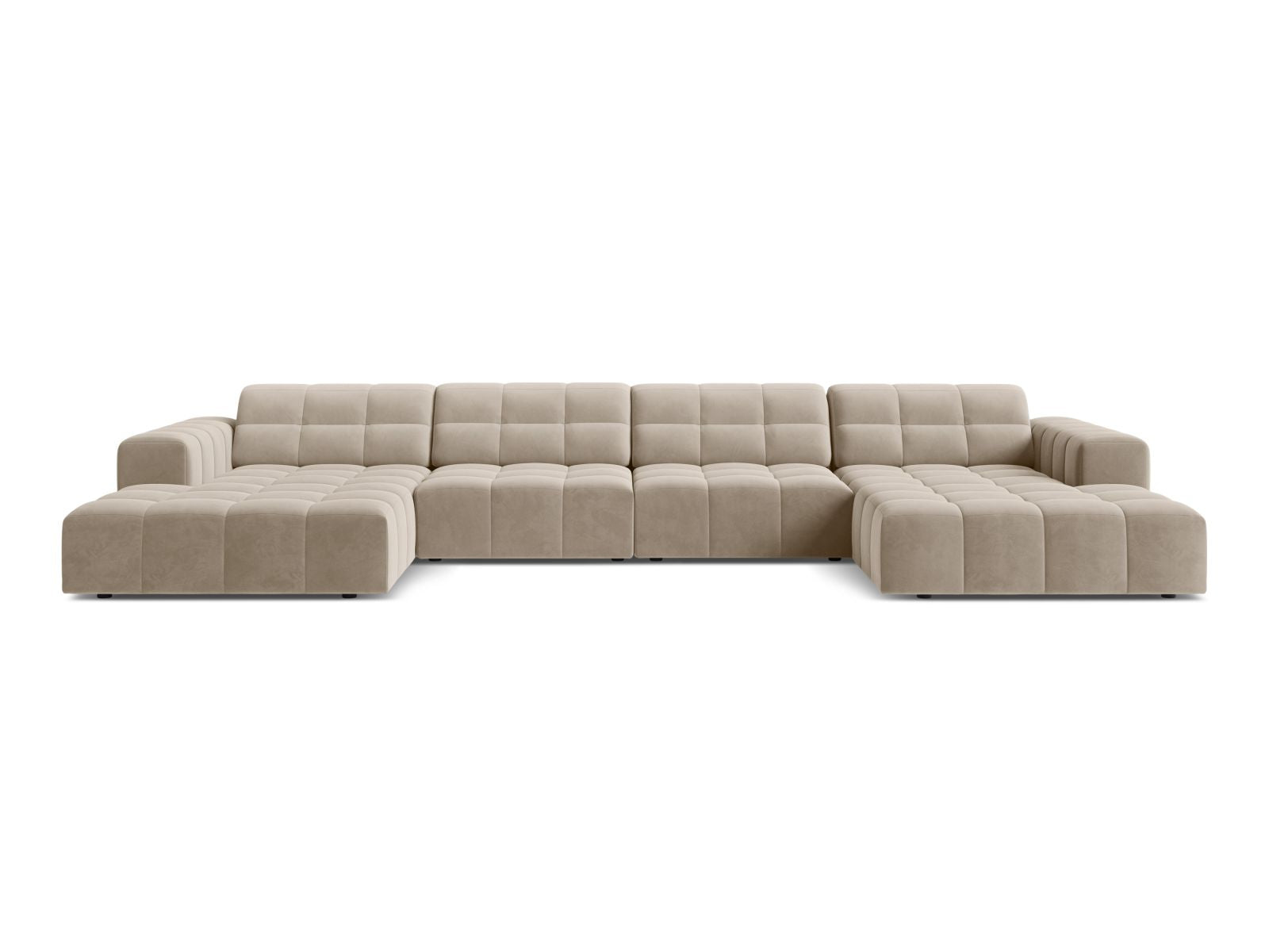 6-Sitzer Panoramic Sofa Jennifer in Dark Beige-Bluvel präsentiert im Onlineshop von KAQTU Design AG. Ecksofa ist von Micadoni