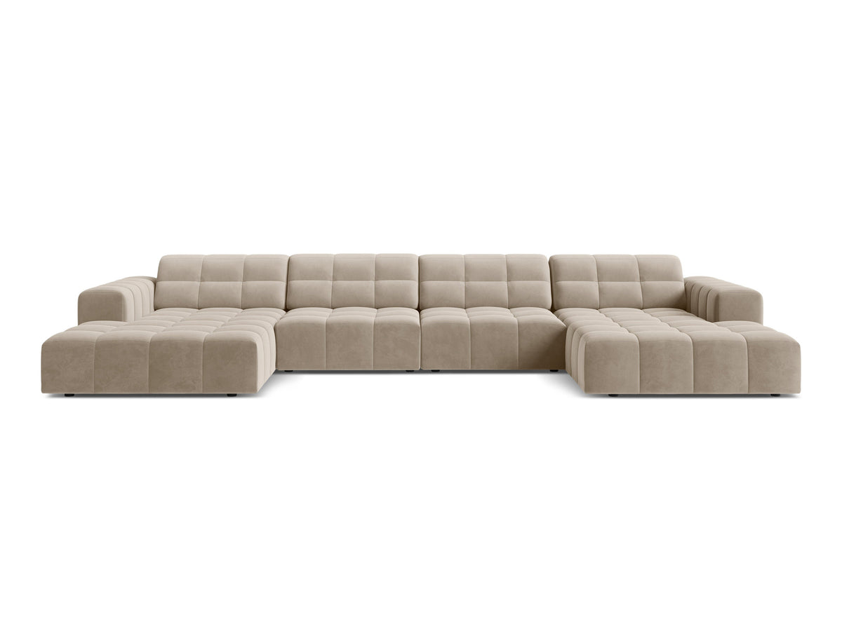 6-Sitzer Panoramic Sofa Jennifer in Dark Beige-Bluvel präsentiert im Onlineshop von KAQTU Design AG. Ecksofa ist von Micadoni