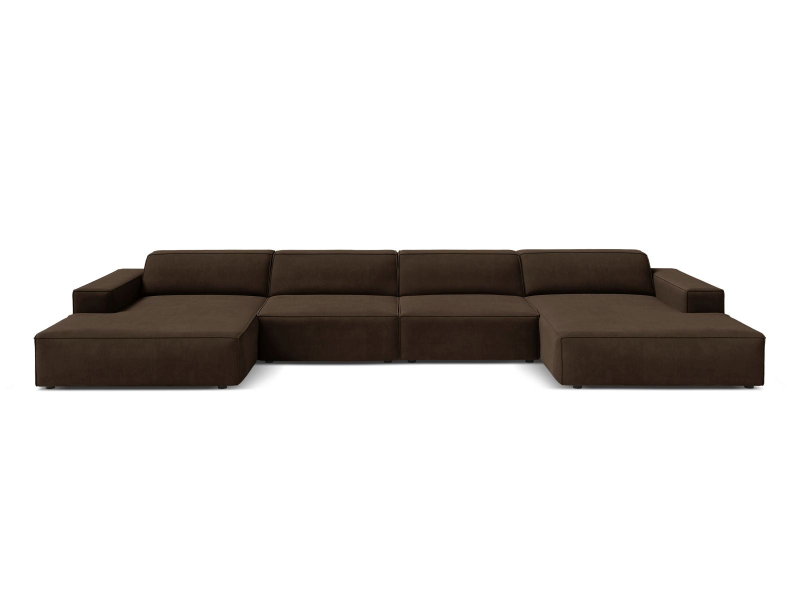 Jodie Velour modulares Panoramic Sofa 6 Sitzer in Dark Brown-Bluvel präsentiert im Onlineshop von KAQTU Design AG. Ecksofa ist von Micadoni