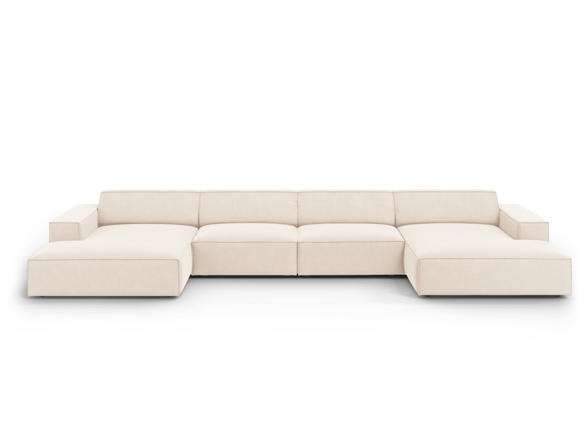 Jodie Velour modulares Panoramic Sofa 6 Sitzer in Light Beige-Bluvel präsentiert im Onlineshop von KAQTU Design AG. 3er Sofa ist von Micadoni