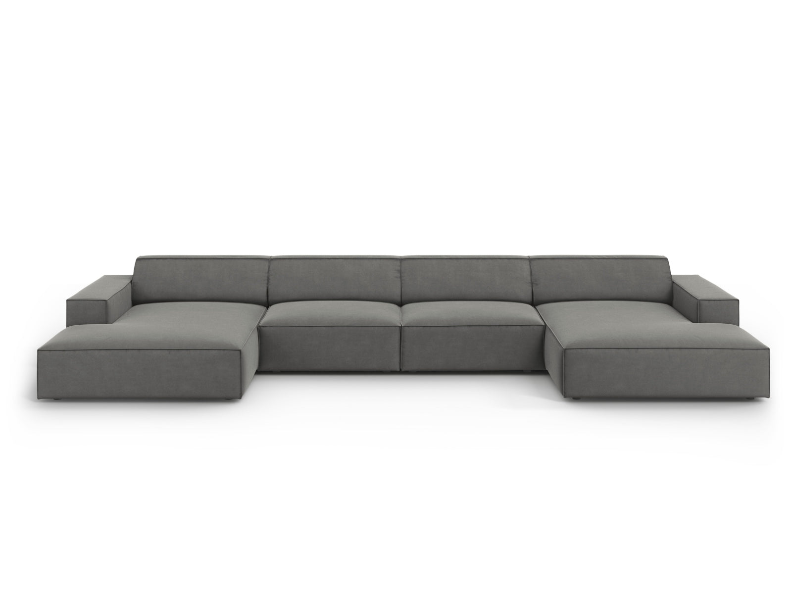 Jodie Velour modulares Panoramic Sofa 6 Sitzer in Light Grey-Bluvel präsentiert im Onlineshop von KAQTU Design AG. 3er Sofa ist von Micadoni