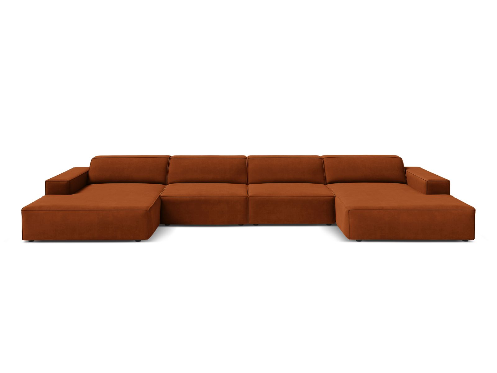 Jodie Velour modulares Panoramic Sofa 6 Sitzer in Terracotta-Bluvel präsentiert im Onlineshop von KAQTU Design AG. Ecksofa ist von Micadoni