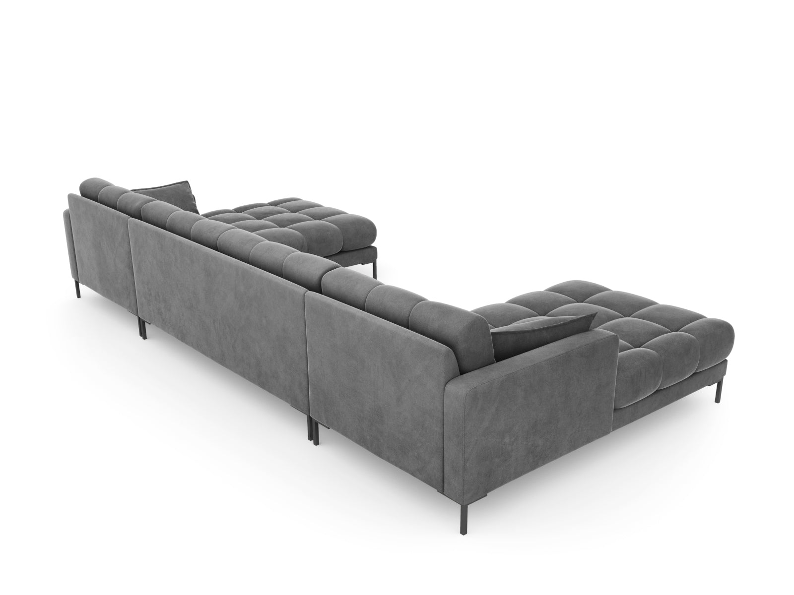Mamaia Velour Panoramic Sofa 6 Sitzer in Light Grey/Schwarz präsentiert im Onlineshop von KAQTU Design AG. 3er Sofa ist von Micadoni