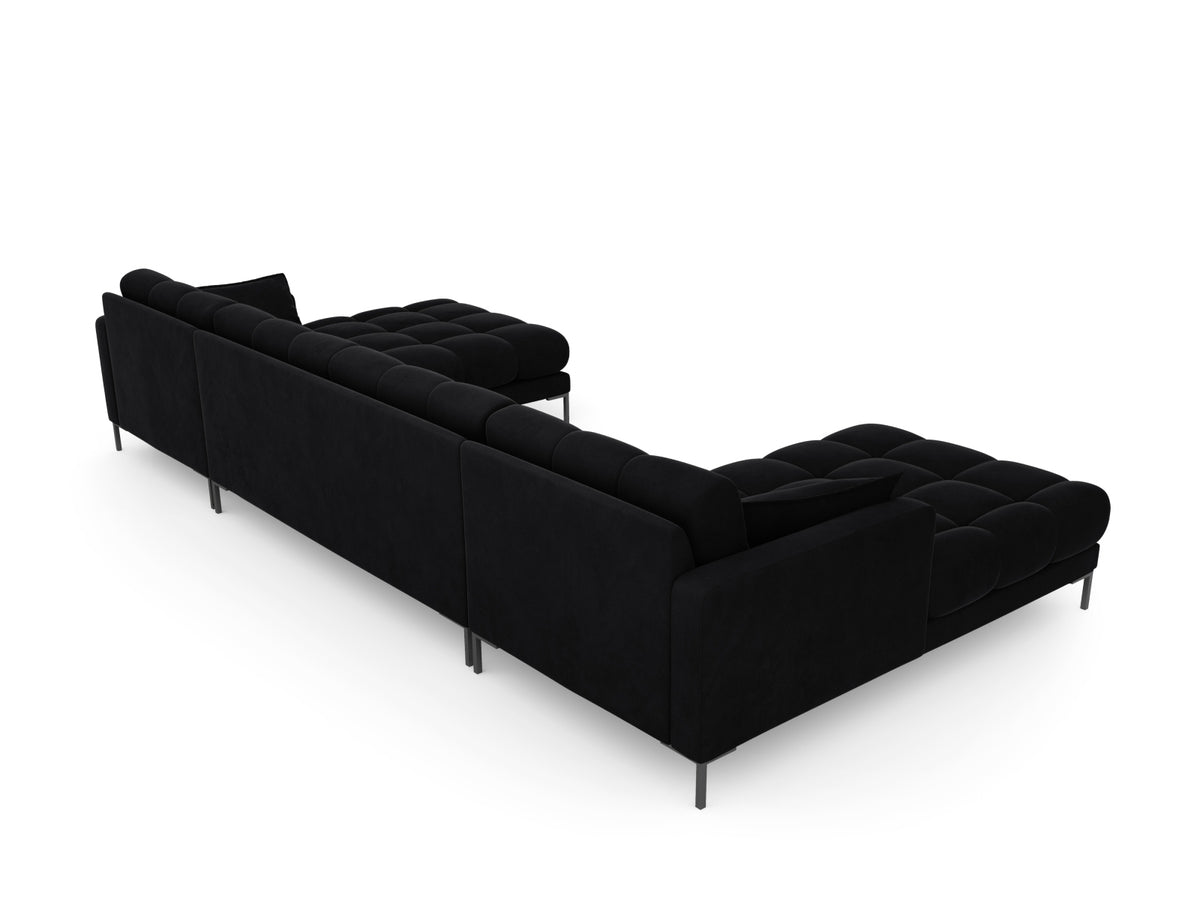 Mamaia Velour Panoramic Sofa 6 Sitzer in Black/Schwarz-Bluvel präsentiert im Onlineshop von KAQTU Design AG. 3er Sofa ist von Micadoni