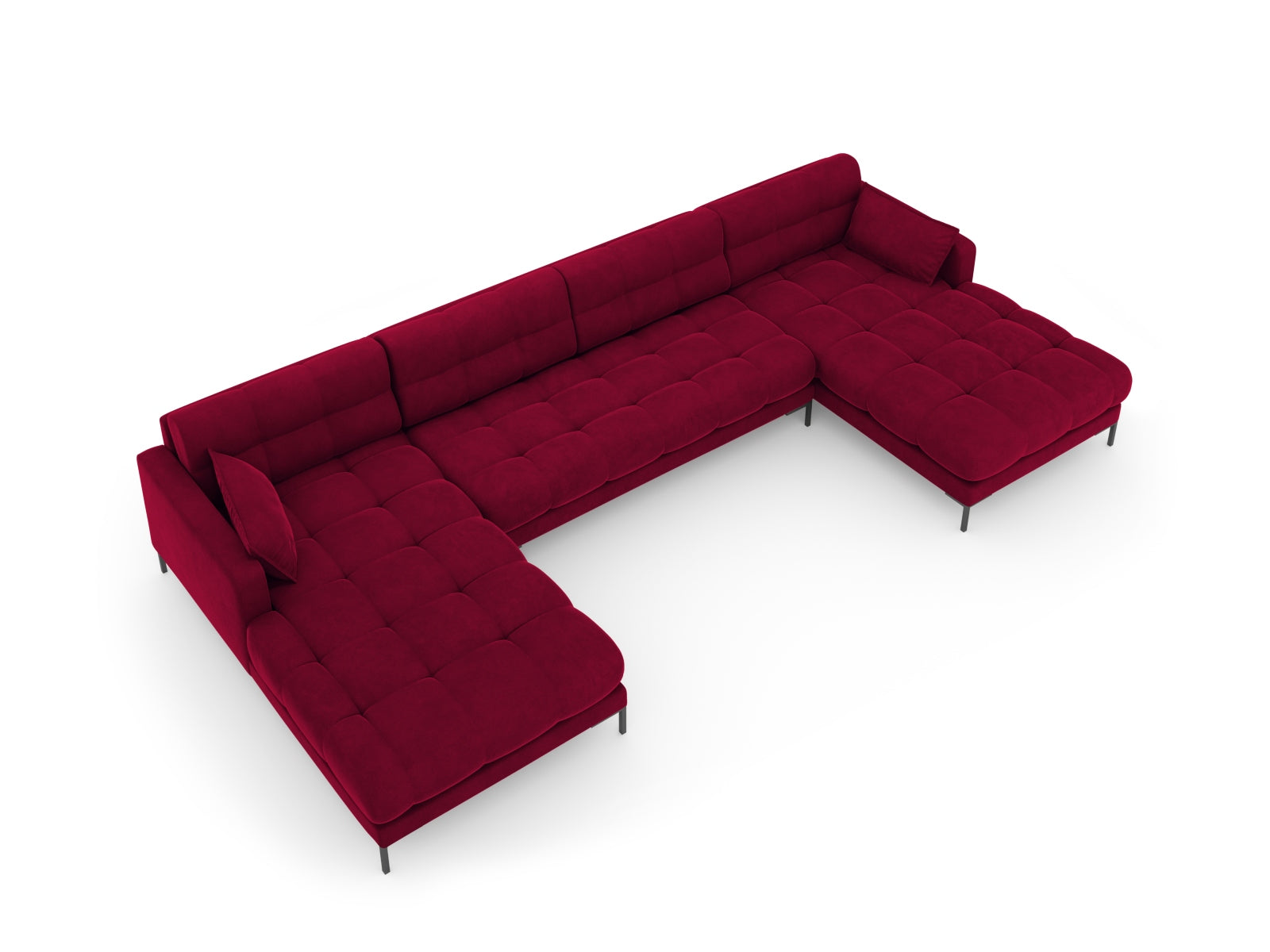 Mamaia Velour Panoramic Sofa 6 Sitzer in Red/Schwarz präsentiert im Onlineshop von KAQTU Design AG. 3er Sofa ist von Micadoni