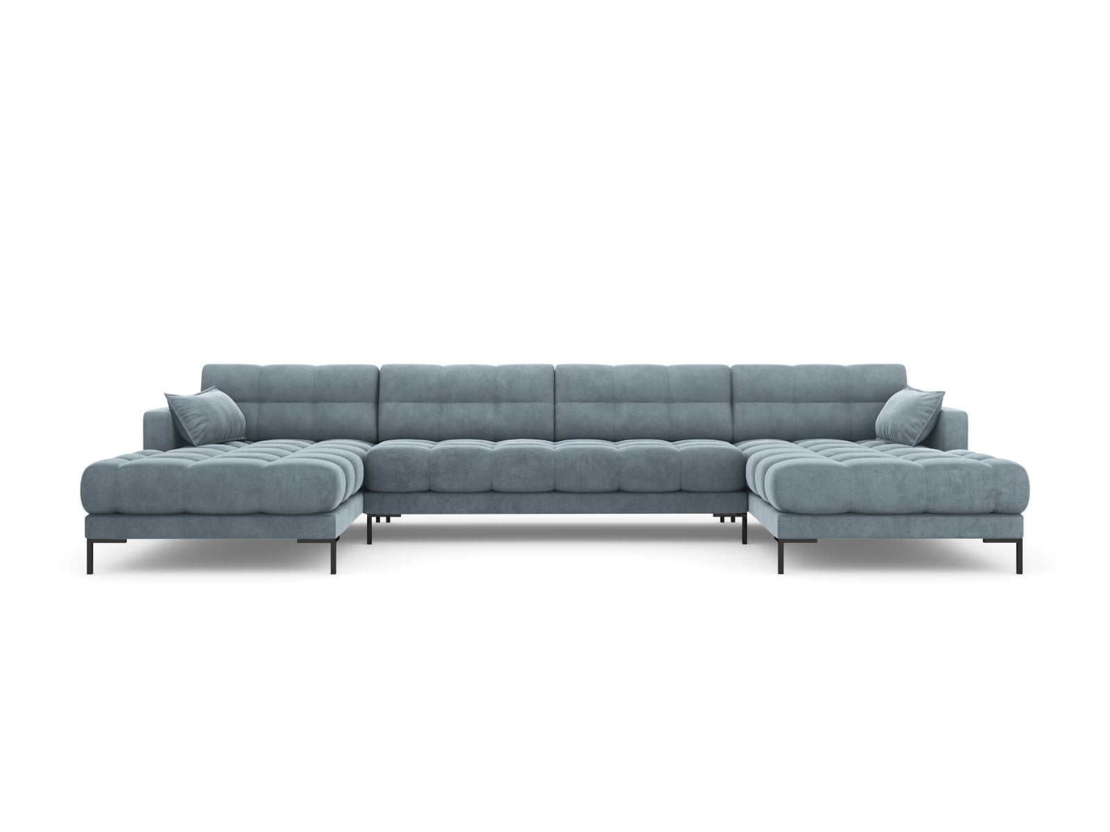 Mamaia Velour Panoramic Sofa 6 Sitzer in Light Blue/Schwarz präsentiert im Onlineshop von KAQTU Design AG. 3er Sofa ist von Micadoni