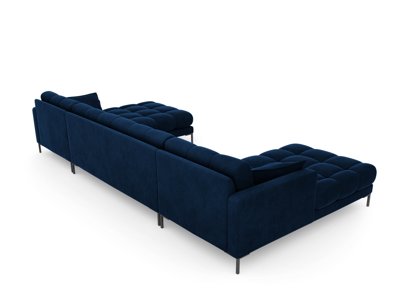 Mamaia Velour Panoramic Sofa 6 Sitzer in Royal Blue/Schwarz präsentiert im Onlineshop von KAQTU Design AG. 3er Sofa ist von Micadoni