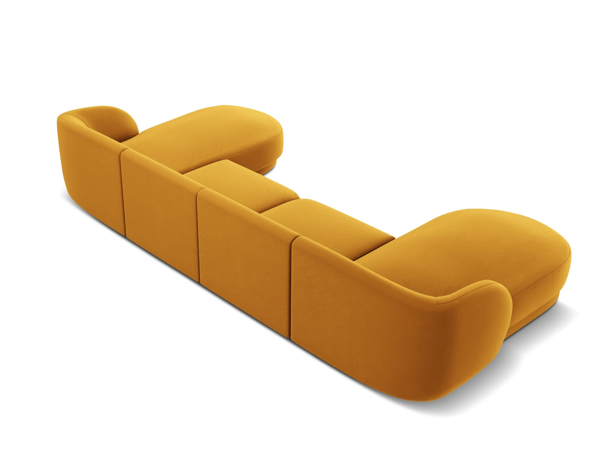 Miley Velour Panoramic Sofa 5 Sitzer in Yellow-Bluvel präsentiert im Onlineshop von KAQTU Design AG. 3er Sofa ist von Micadoni