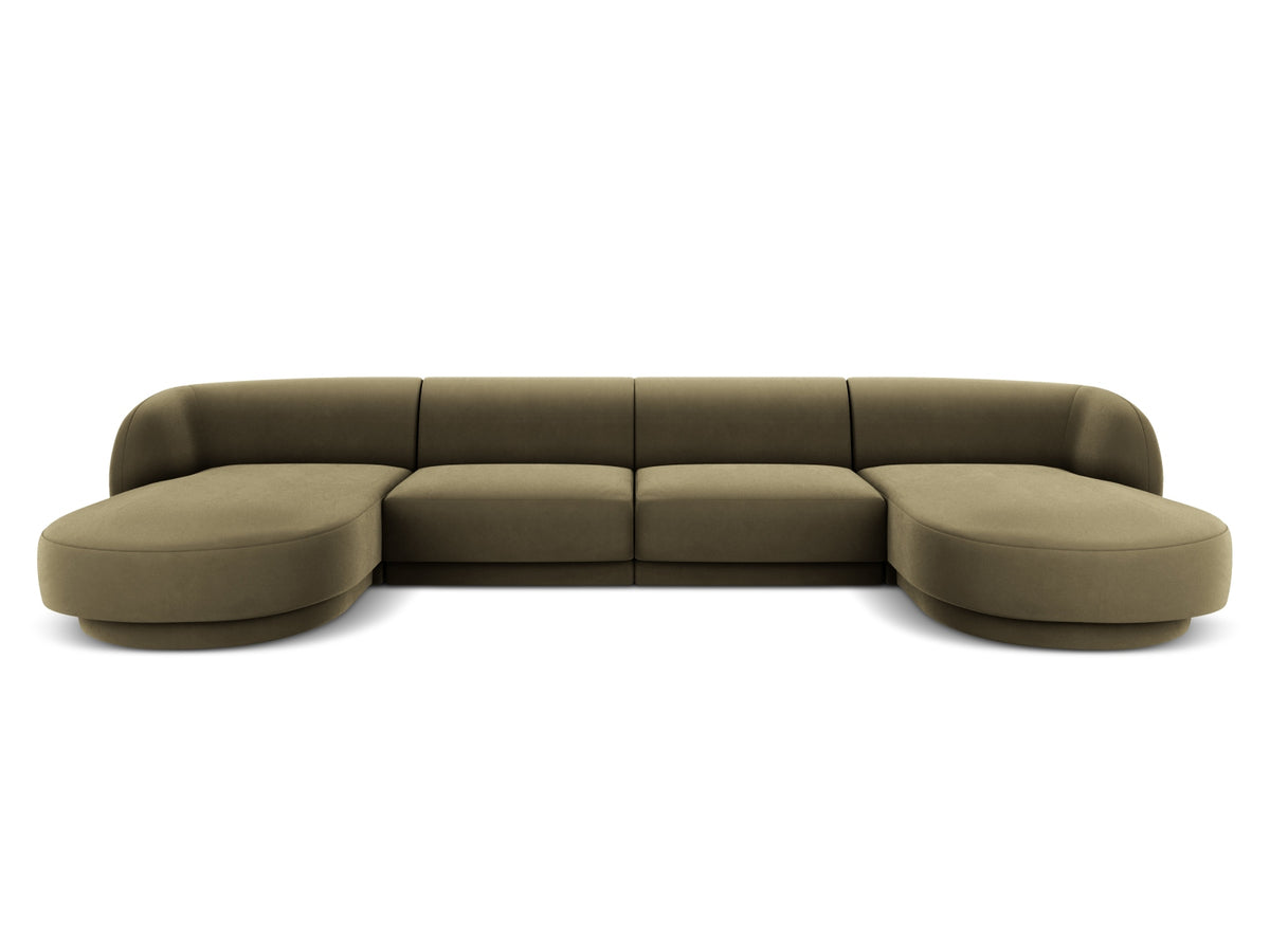 Miley Velour Panoramic Sofa 5 Sitzer in Green-Bluvel präsentiert im Onlineshop von KAQTU Design AG. 3er Sofa ist von Micadoni