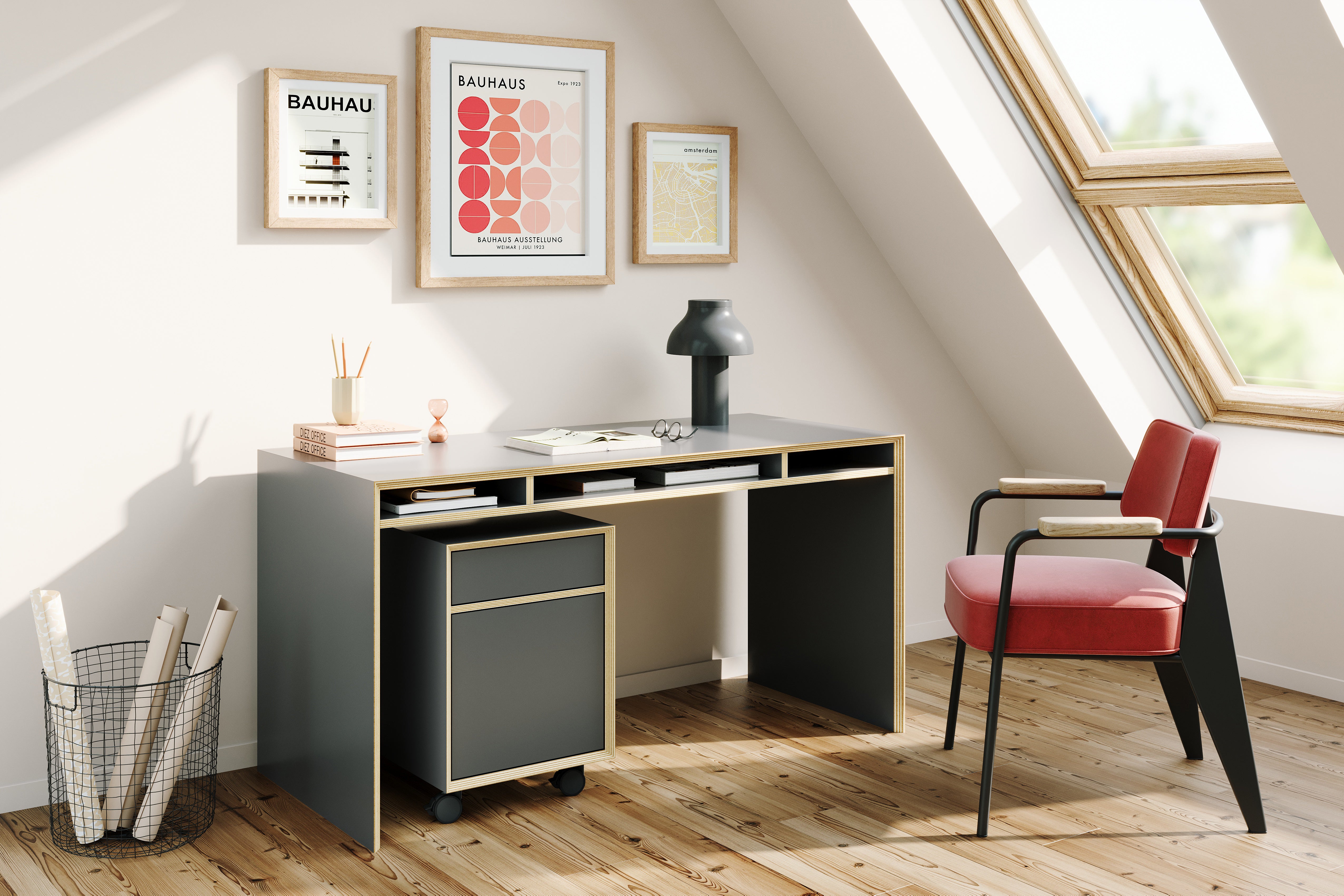 Bridge Rollcontainer links in Anthrazit präsentiert im Onlineshop von KAQTU Design AG. Rollcontainer ist von Müller Möbelwerkstätten