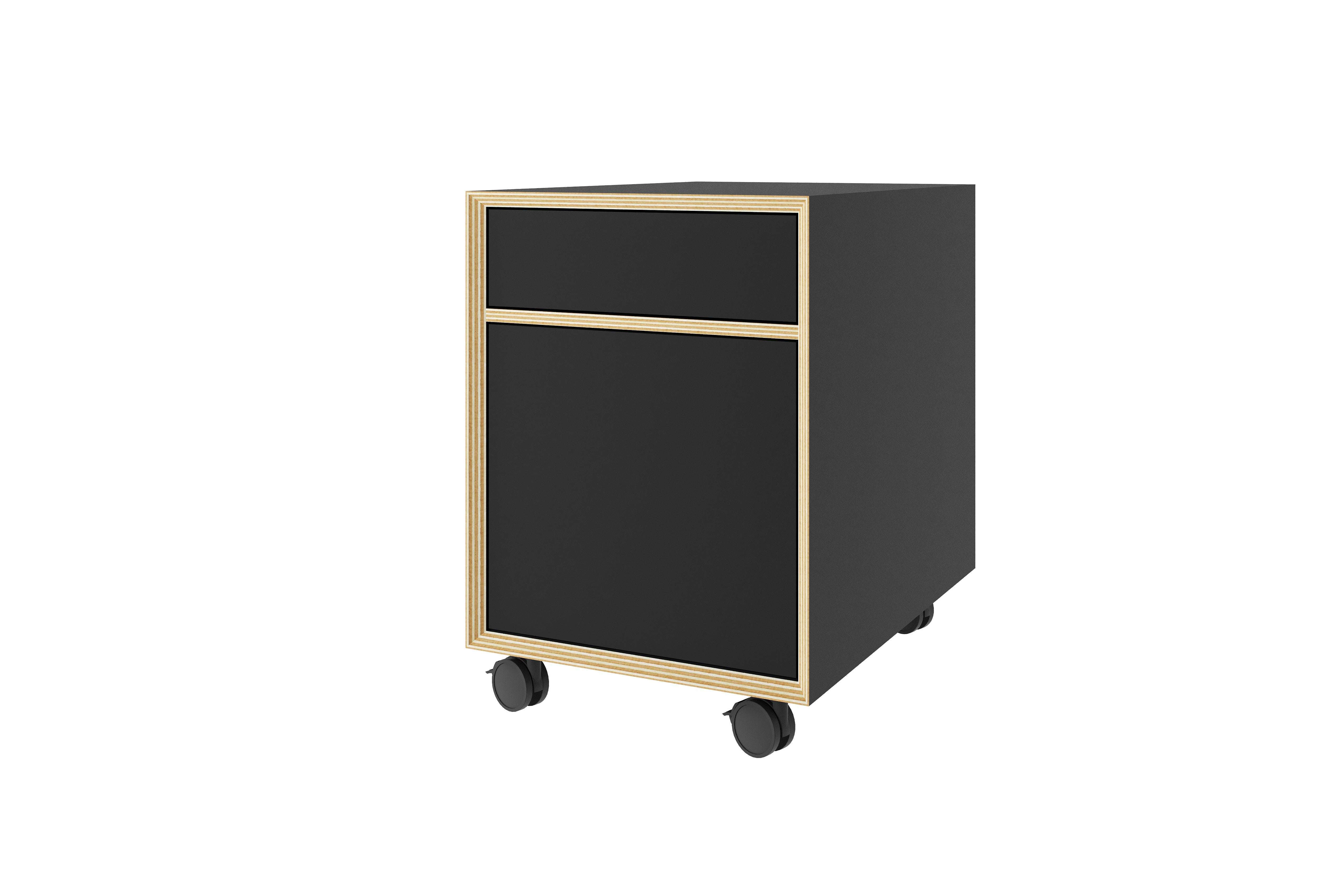 Bridge Rollcontainer rechts in Schwarz matt präsentiert im Onlineshop von KAQTU Design AG. Rollcontainer ist von Müller Möbelwerkstätten