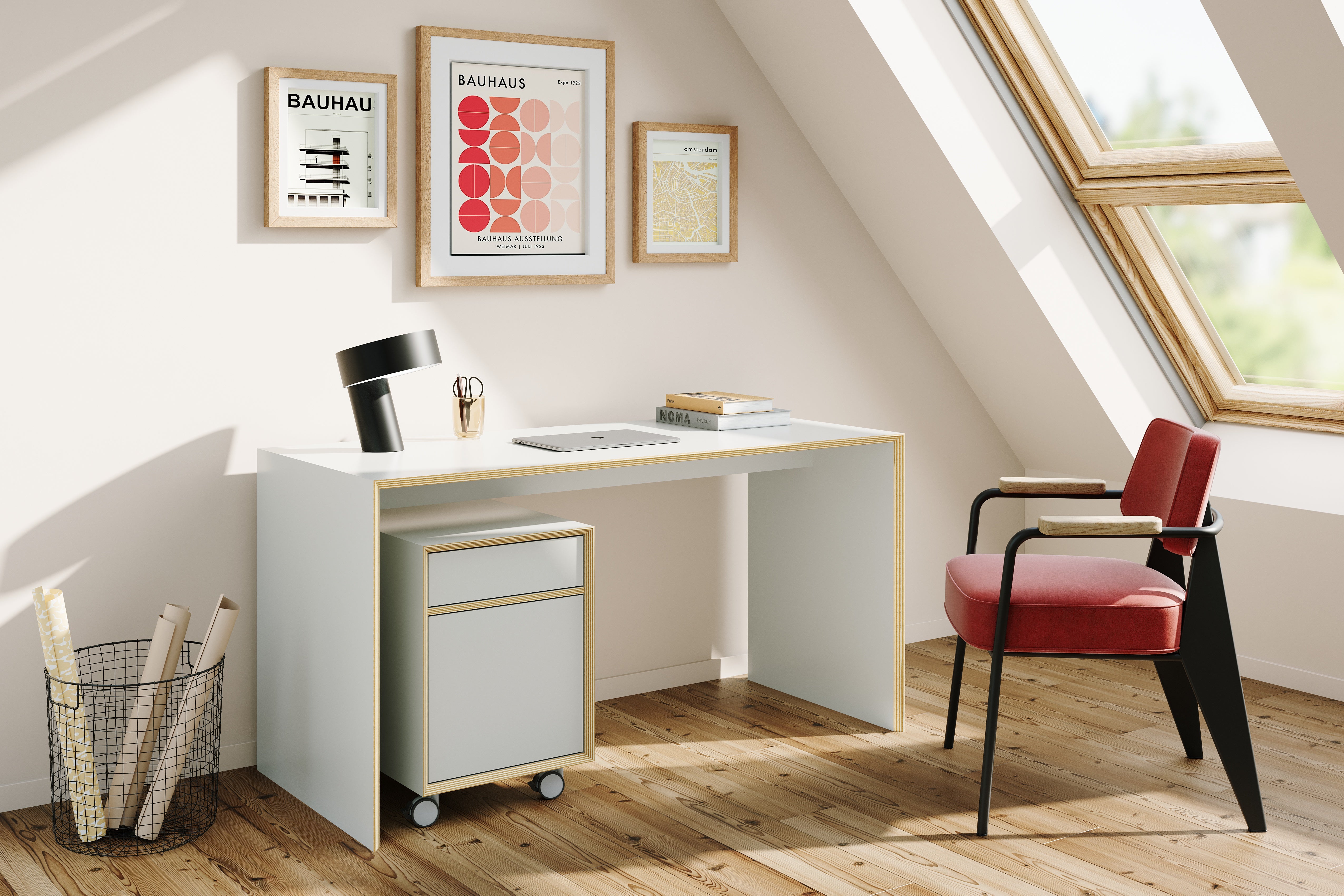Bridge Rollcontainer rechts in Weiss präsentiert im Onlineshop von KAQTU Design AG. Rollcontainer ist von Müller Möbelwerkstätten