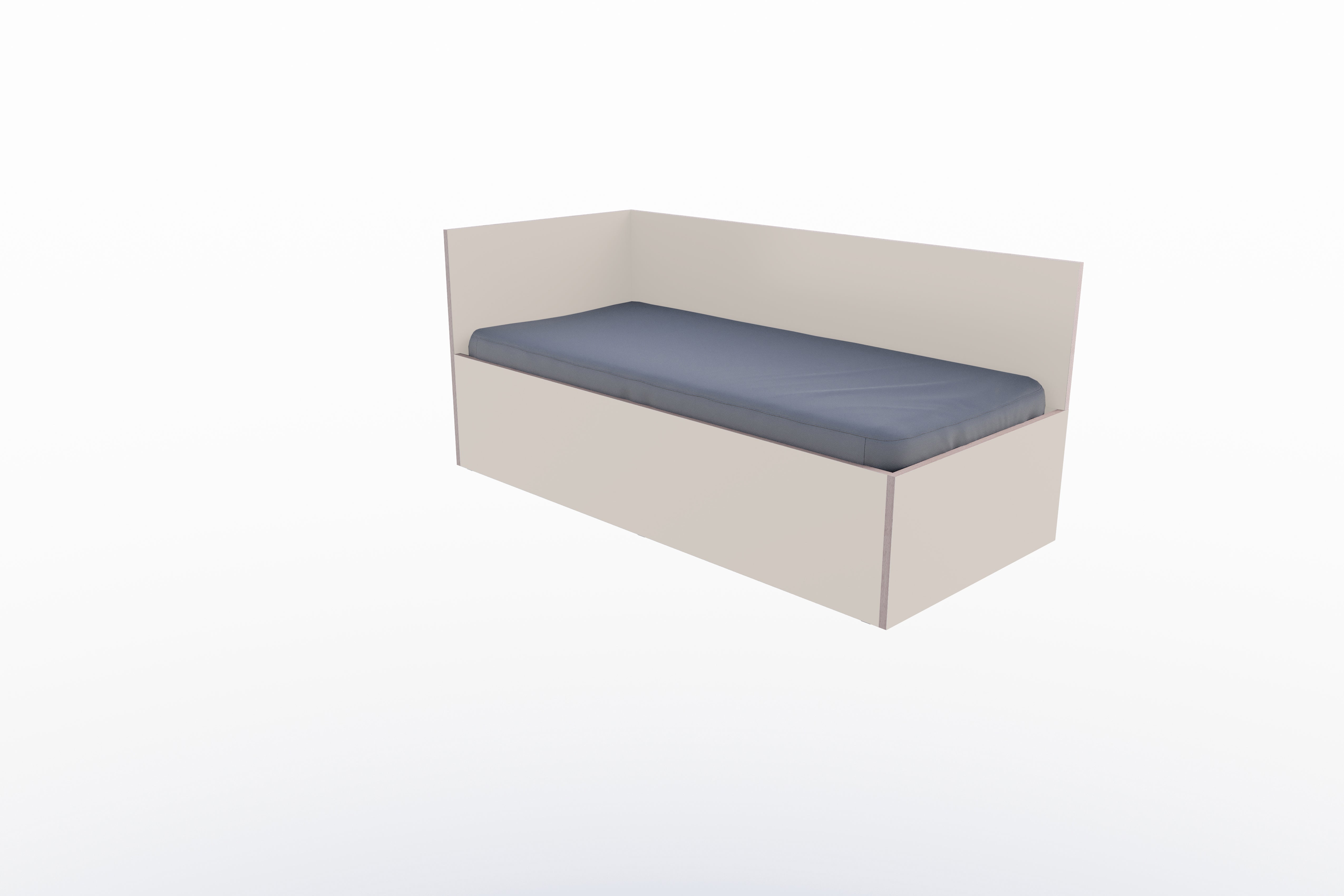 Corner Bett 90 x 200 links in Kaschmirgrau/Multiplexkante präsentiert im Onlineshop von KAQTU Design AG. Bett ist von Müller Möbelwerkstätten