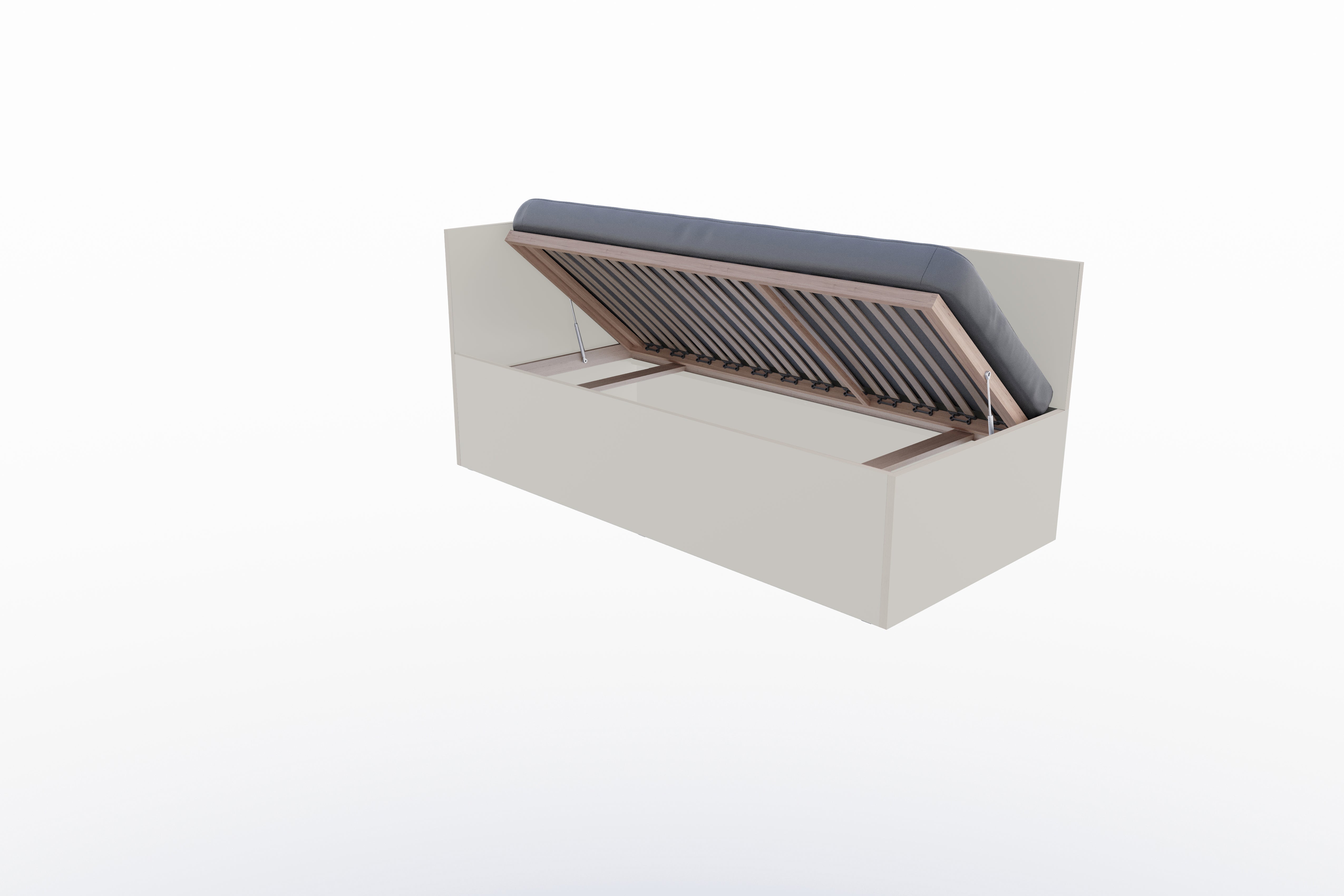 Corner Bett 90 x 200 links in Steingrau präsentiert im Onlineshop von KAQTU Design AG. Bett ist von Müller Möbelwerkstätten