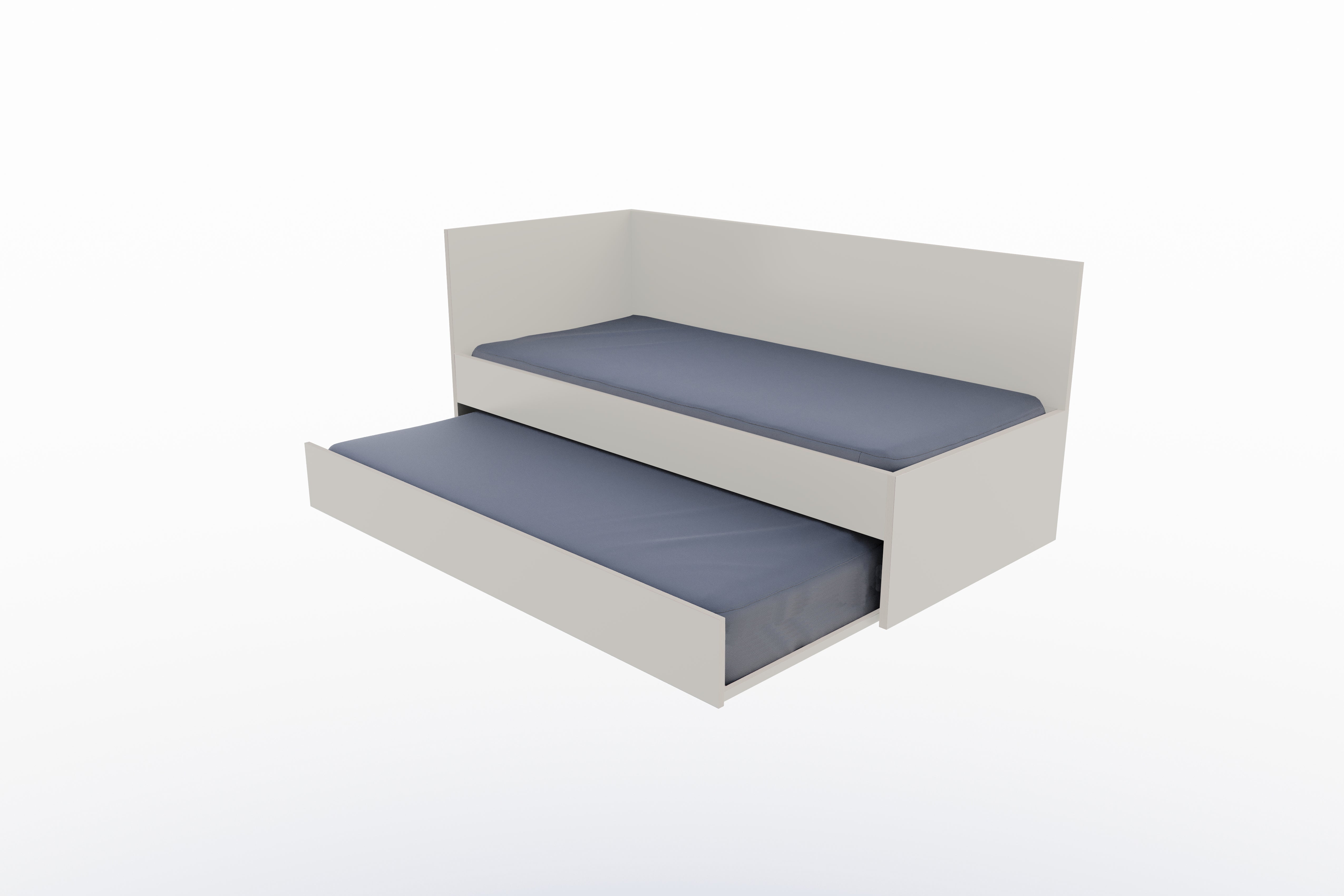 Corner Bett mit ausziehbarer Liegefläche 90 x 200 links in Steingrau präsentiert im Onlineshop von KAQTU Design AG. Bett ist von Müller Möbelwerkstätten