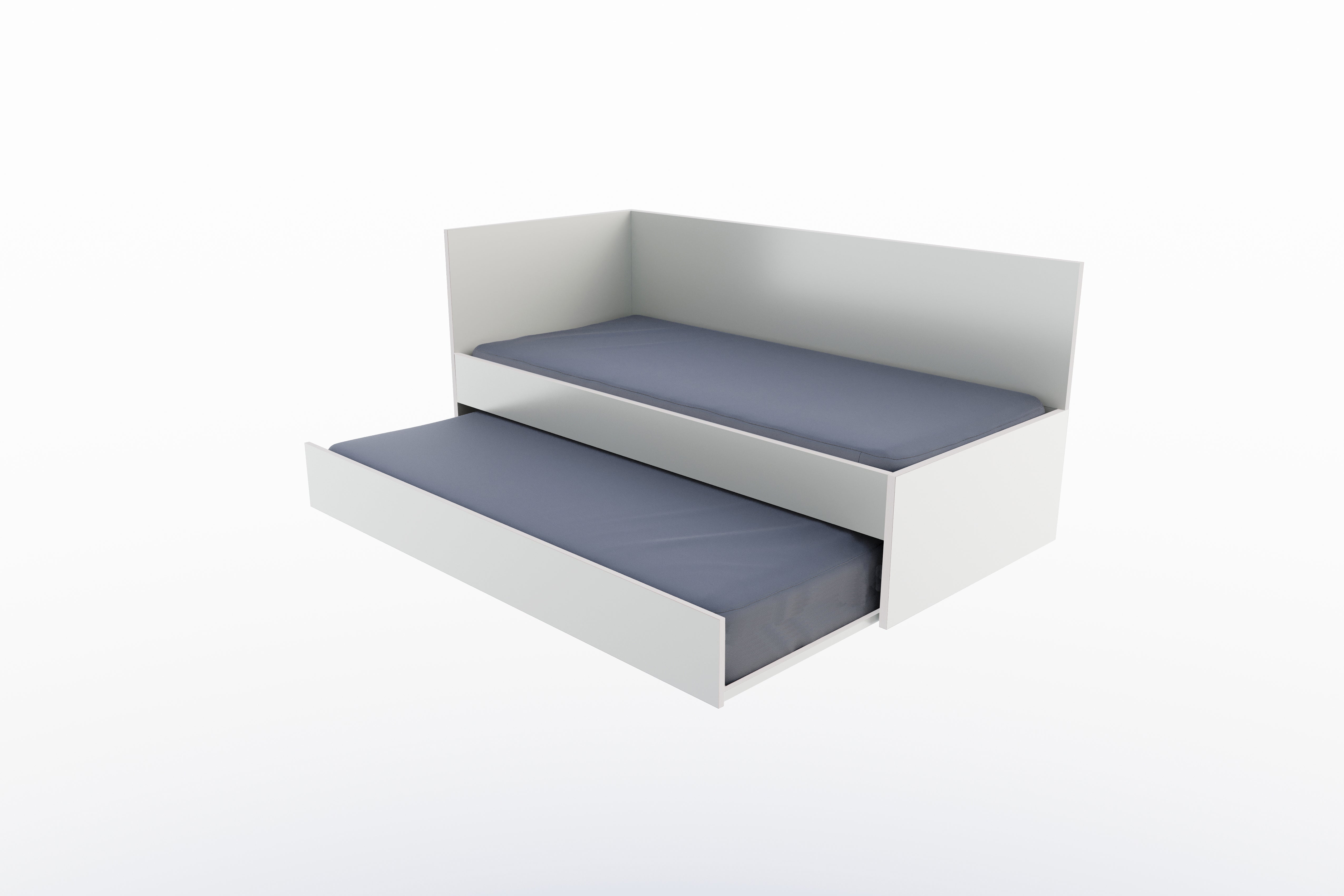 Corner Bett mit ausziehbarer Liegefläche 90 x 200 links in Weiss präsentiert im Onlineshop von KAQTU Design AG. Bett ist von Müller Möbelwerkstätten