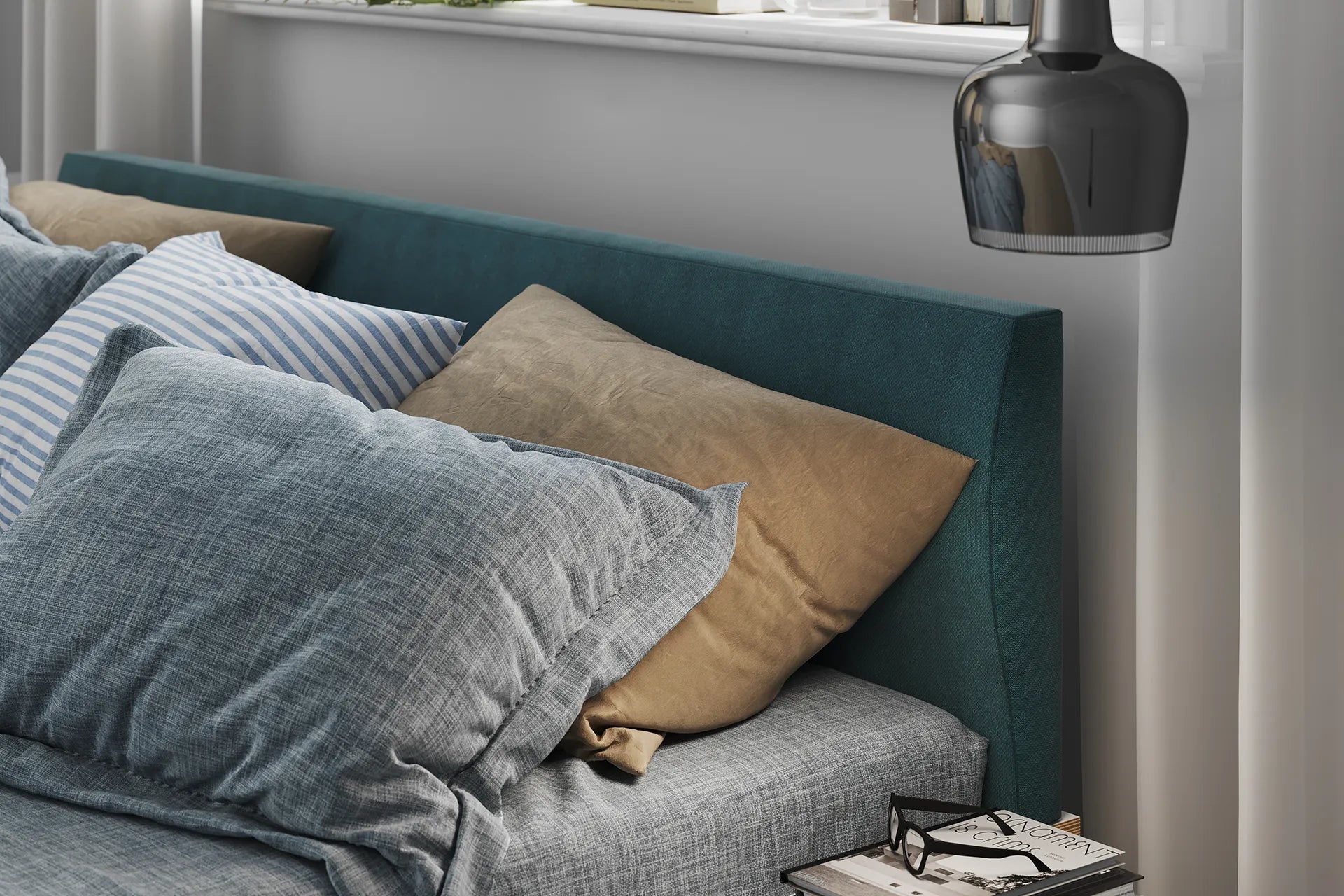Flai Polsterkopfteil in Camira Synergy LDS75 Contribution präsentiert im Onlineshop von KAQTU Design AG. Kopfteil ist von Müller Möbelwerkstätten