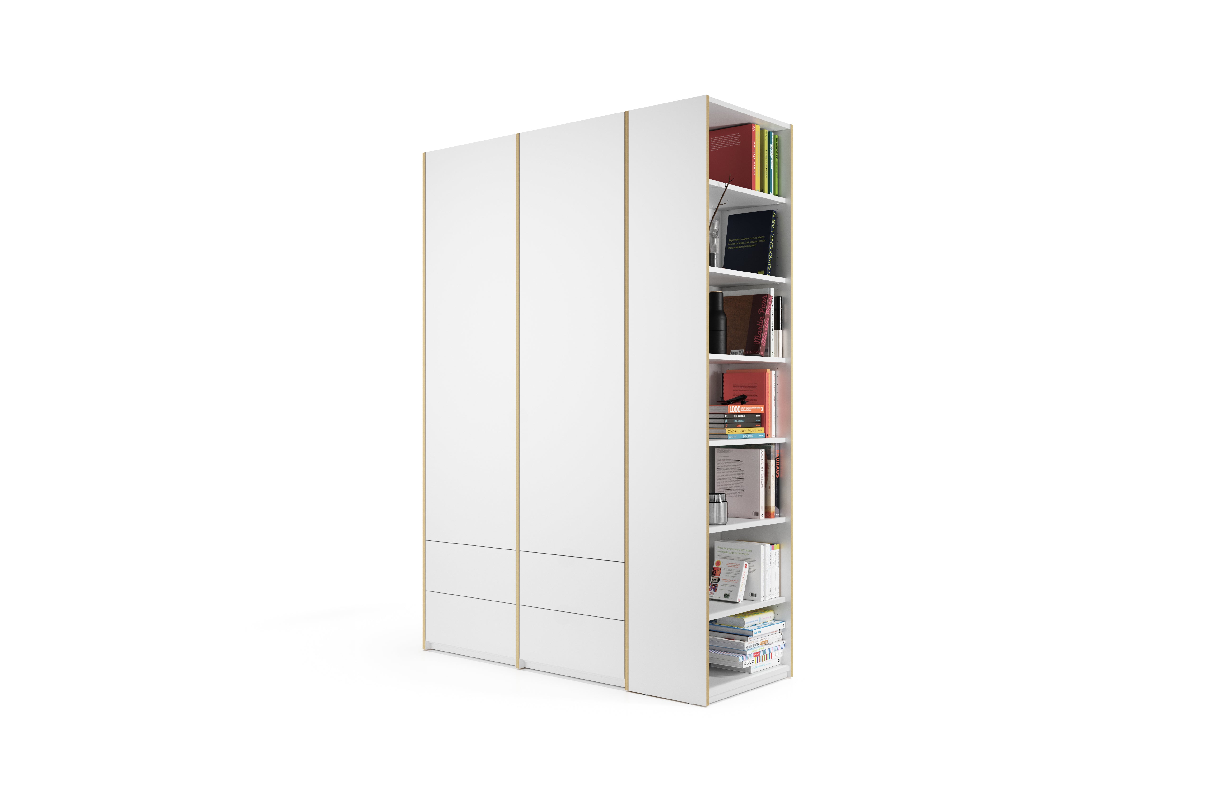 Modular Plus Kombination 3 in Weiss präsentiert im Onlineshop von KAQTU Design AG. Drehtürenschrank ist von Müller Möbelwerkstätten