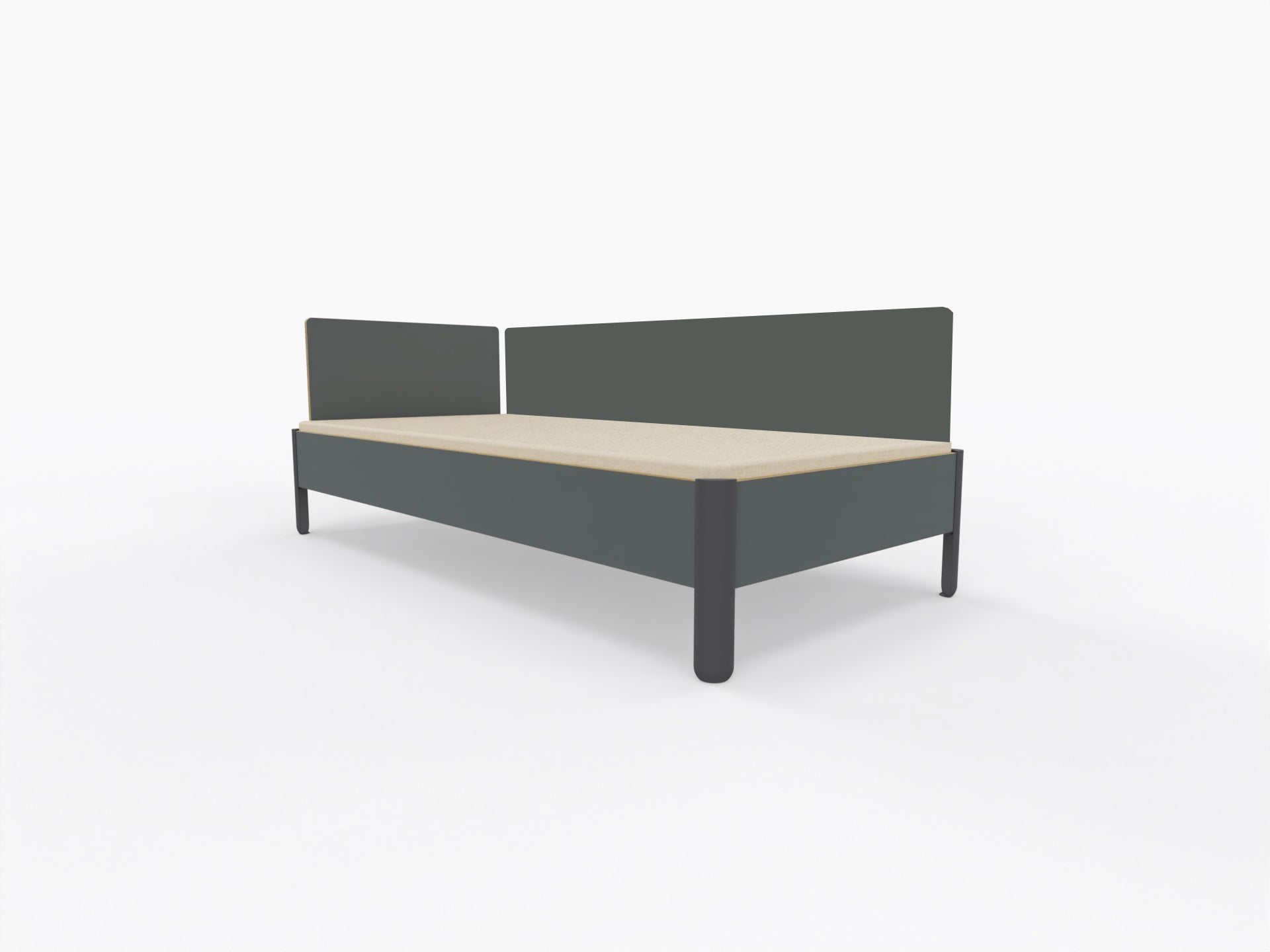 Nait Bett mit Kopfteil und Seitenteil in Anthrazit präsentiert im Onlineshop von KAQTU Design AG. Bett ist von Müller Möbelwerkstätten
