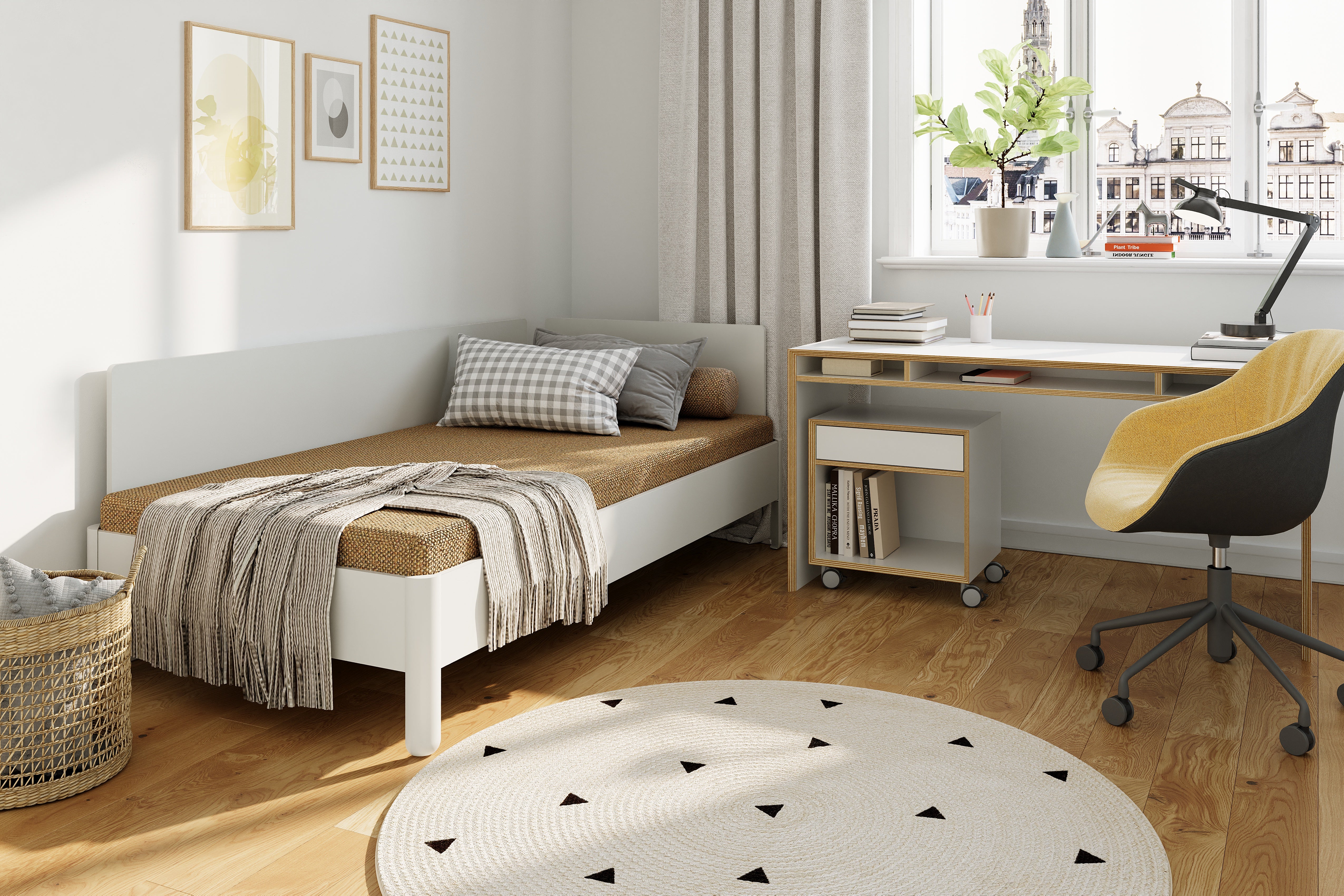 Nait Bett mit Kopfteil und Seitenteil in Anthrazit präsentiert im Onlineshop von KAQTU Design AG. Bett ist von Müller Möbelwerkstätten