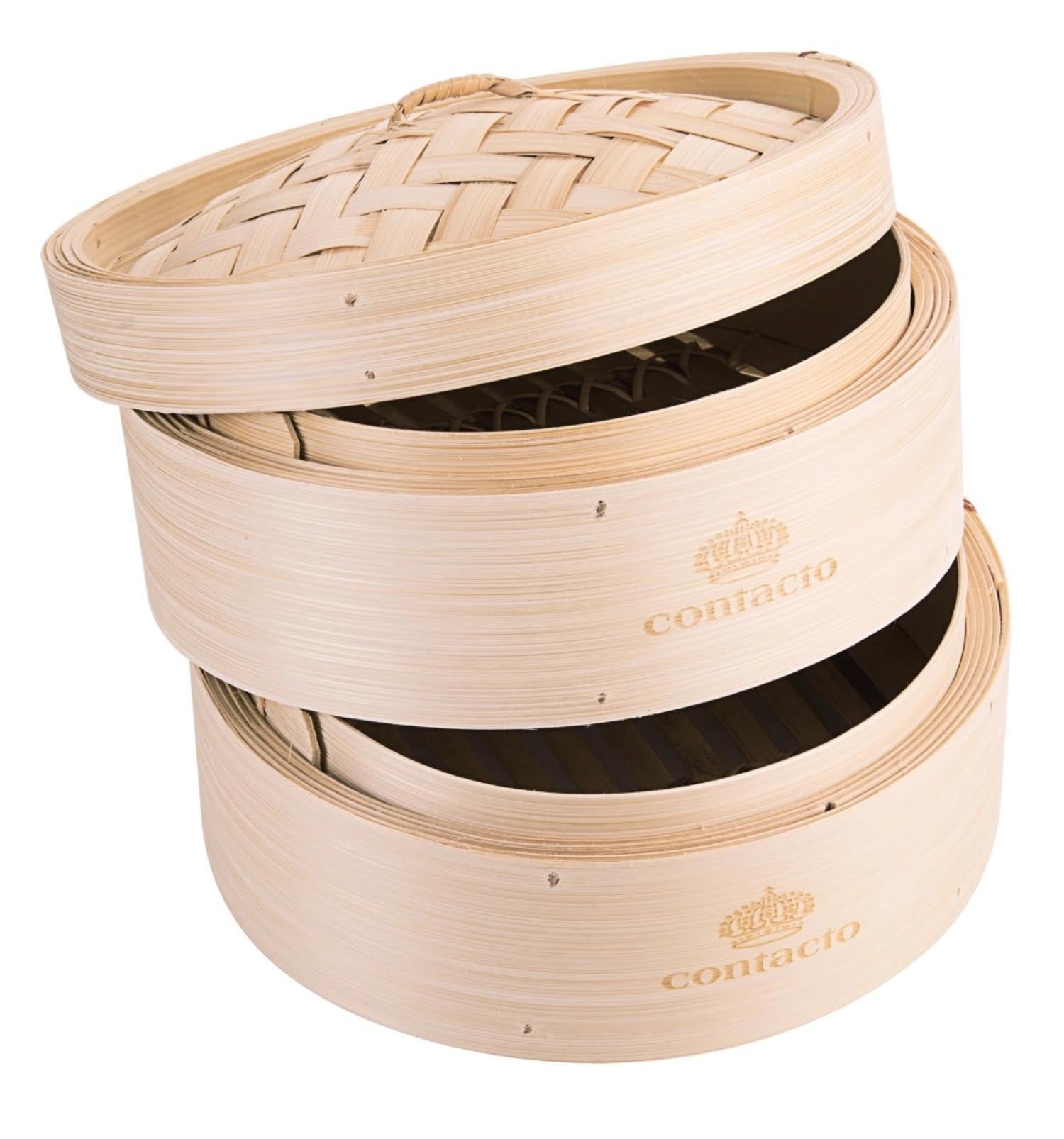 Dampfkorb doppelt Bambus D20cm, H15cm in Braun präsentiert im Onlineshop von KAQTU Design AG. Pfanne/Topf ist von Contacto