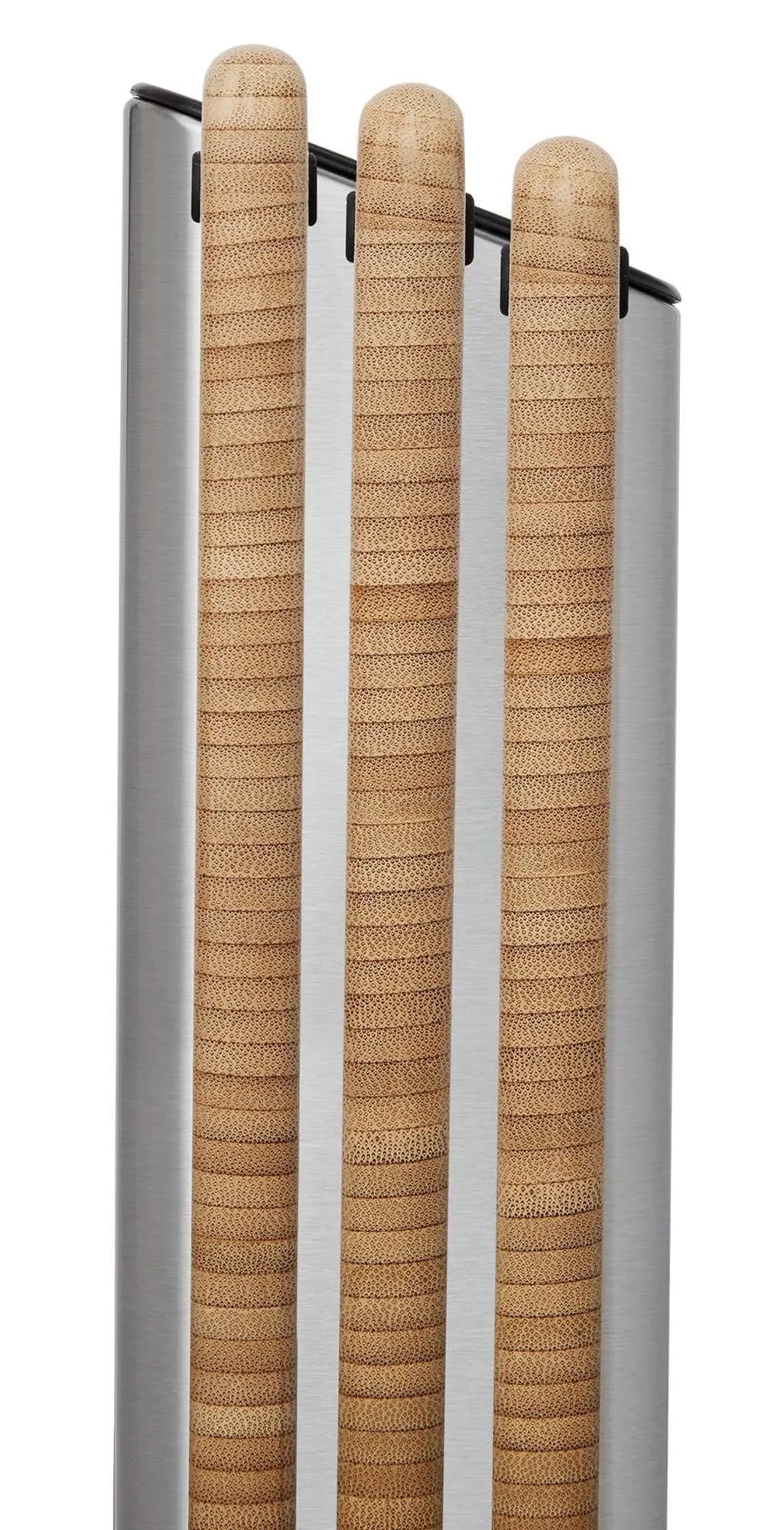 Elegantes 3-teiliges Schneidebrett-Set aus Bambus und Edelstahl von Joseph Joseph, ideal für sauberes und stilvolles Kochen.