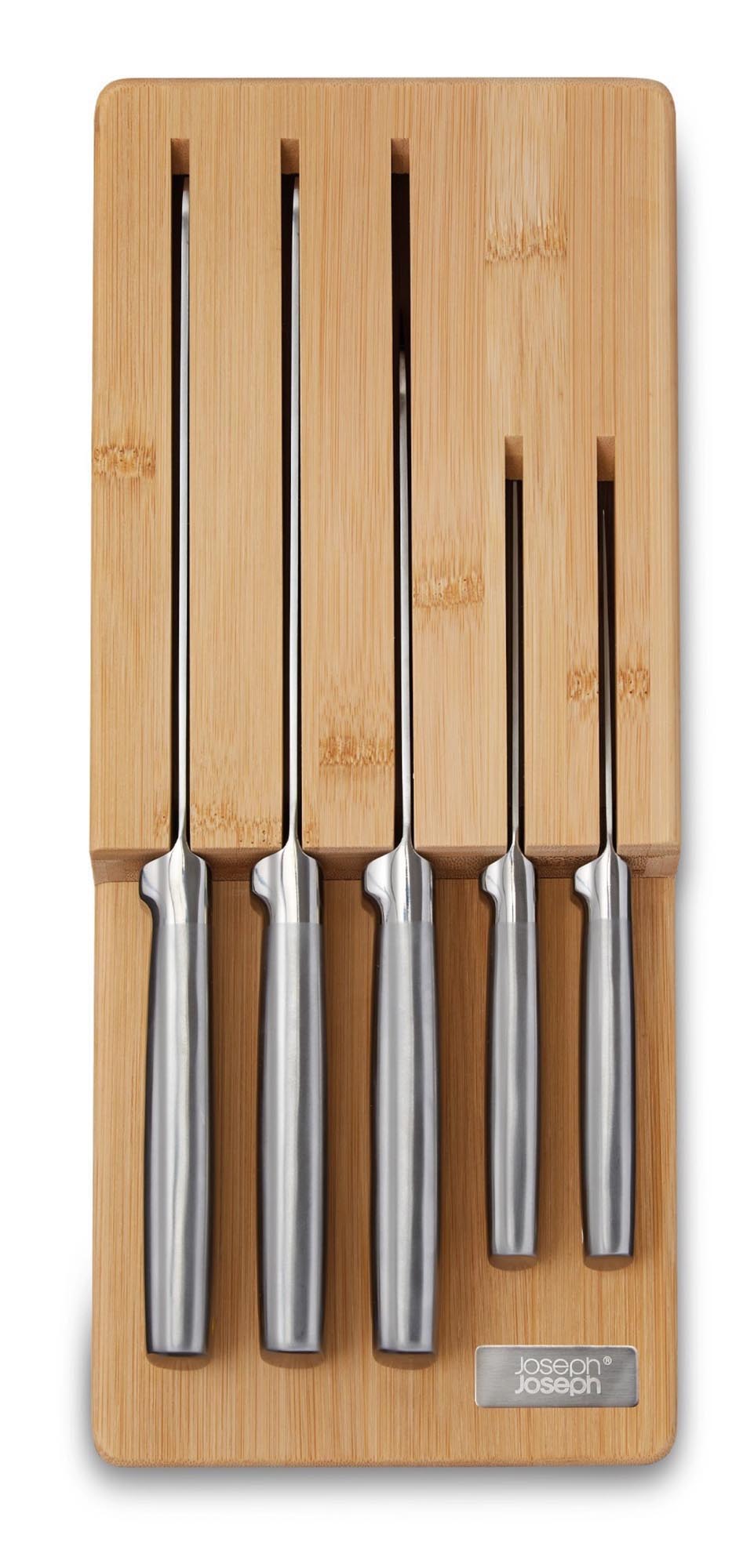 Elevate Steel Messer Aufbewahrung 5er Block Bambus in Braun präsentiert im Onlineshop von KAQTU Design AG. Küchenhelfer ist von Joseph Joseph