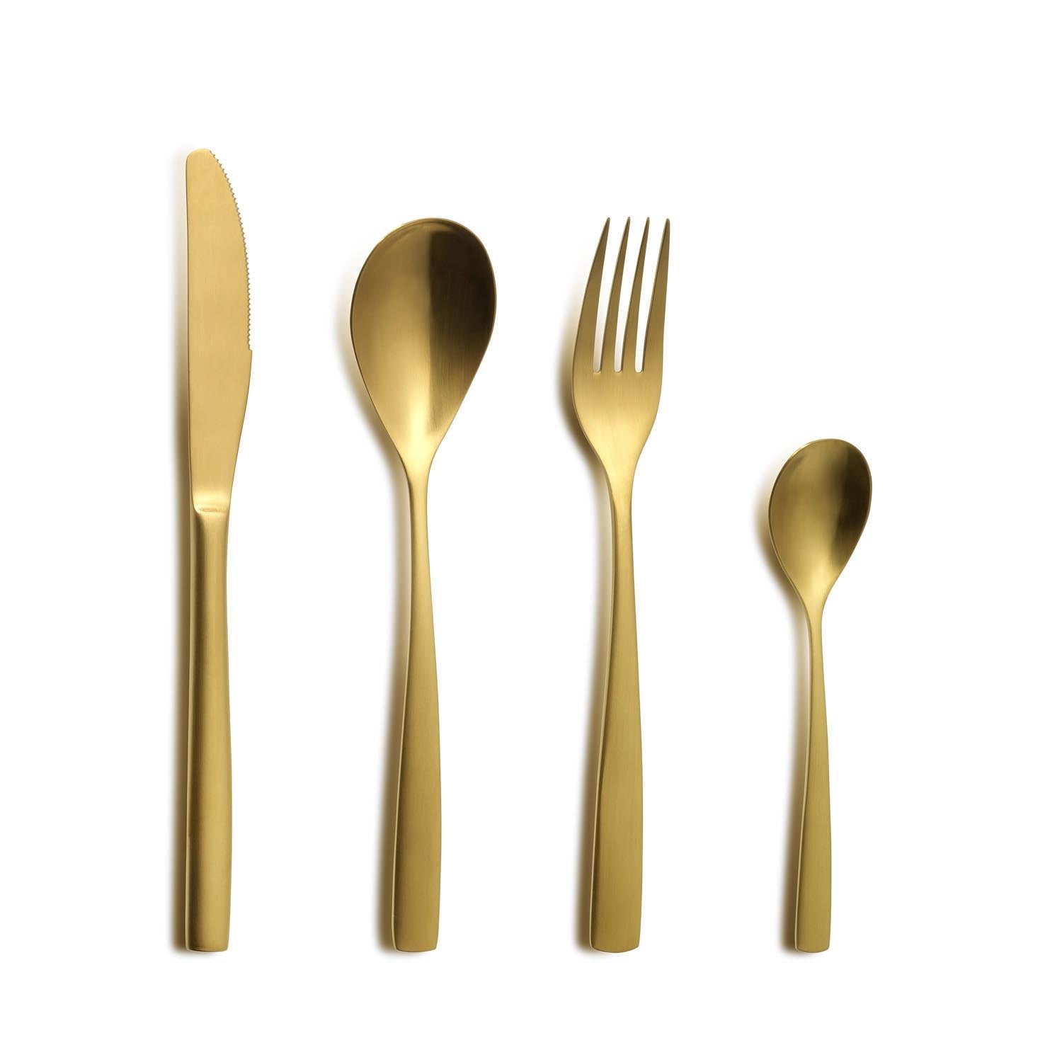 Barcelona Kaffeelöffel 18/0 Gold matt in Gold präsentiert im Onlineshop von KAQTU Design AG. Besteck ist von Comas