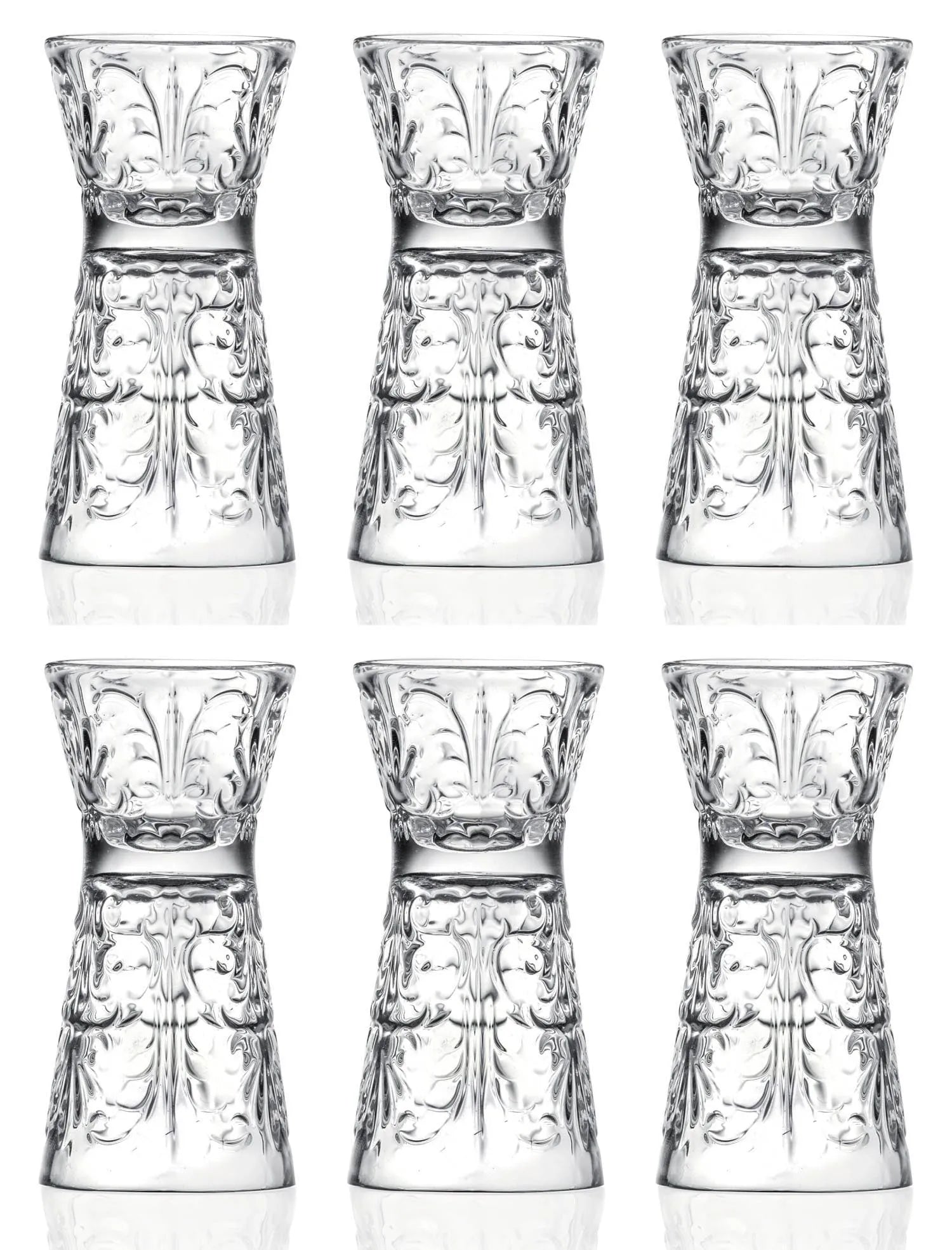 6er Set Tattoo Clessidra Ø5 H10.2 cm, 6+3 cl in Transparent präsentiert im Onlineshop von KAQTU Design AG. Glas ist von RCR