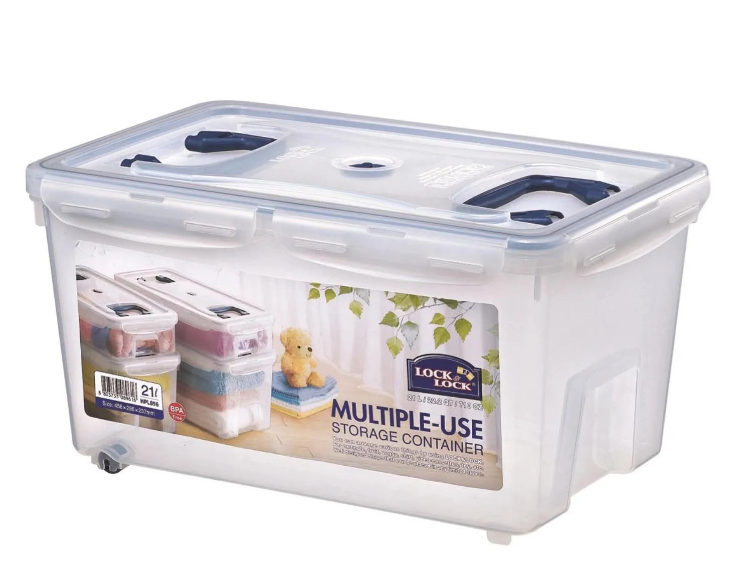 Vorratsbehälter 21lt mit 2 Handgriffen 45.6x30x22.5cm in Transparent präsentiert im Onlineshop von KAQTU Design AG. Aufbewahrungsbehälter ist von Lock&Lock