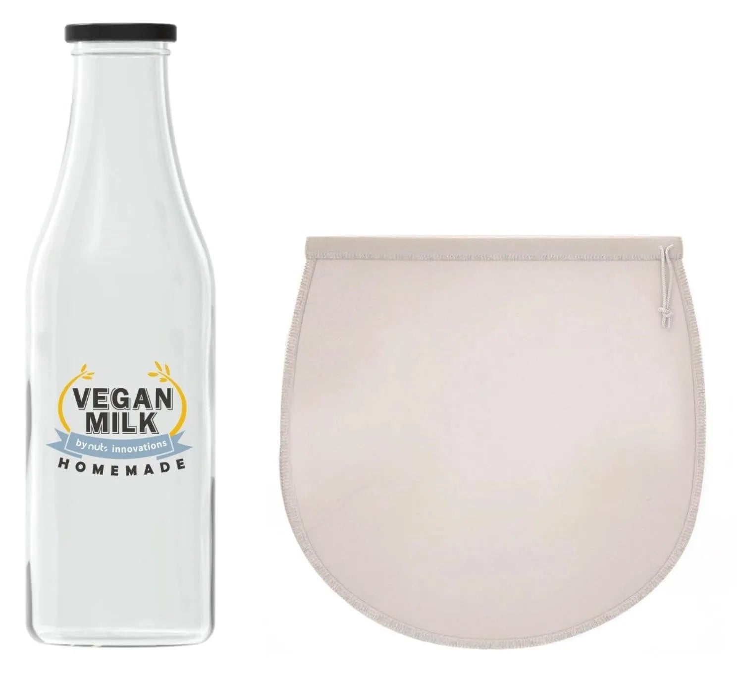 2er Set Nussmilchbeutel, Flasche 900ml in Weiss präsentiert im Onlineshop von KAQTU Design AG. Aufbewahrungsbehälter ist von Nuts Innovations